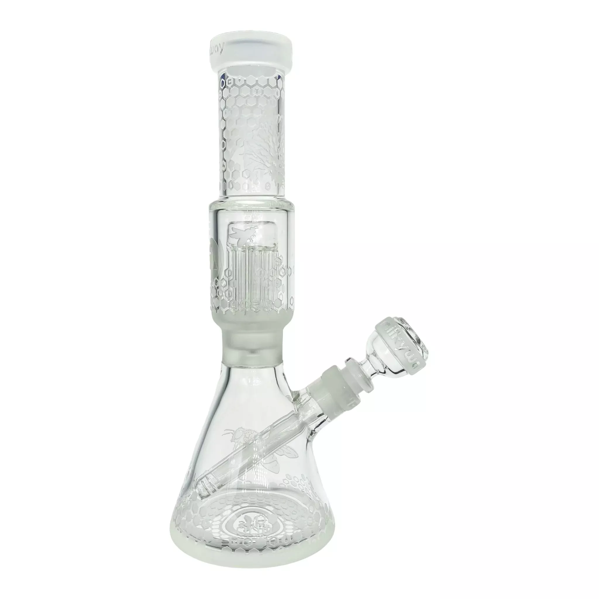 Milkyway Glass - 11 Inch Sandblasted Bee Hive Colony Beaker Base Bong