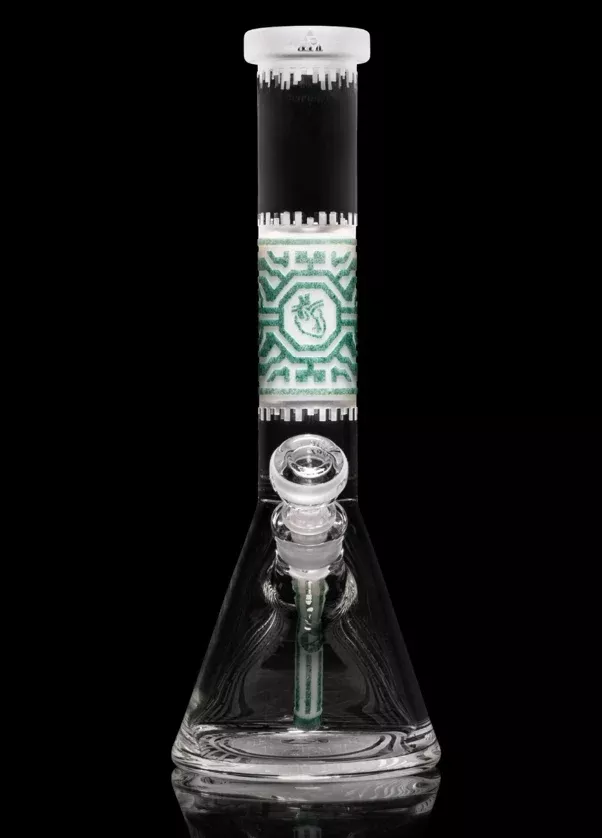 Milkyway Glass Empathic 15″ Beaker Bong - White & Green Frit Design