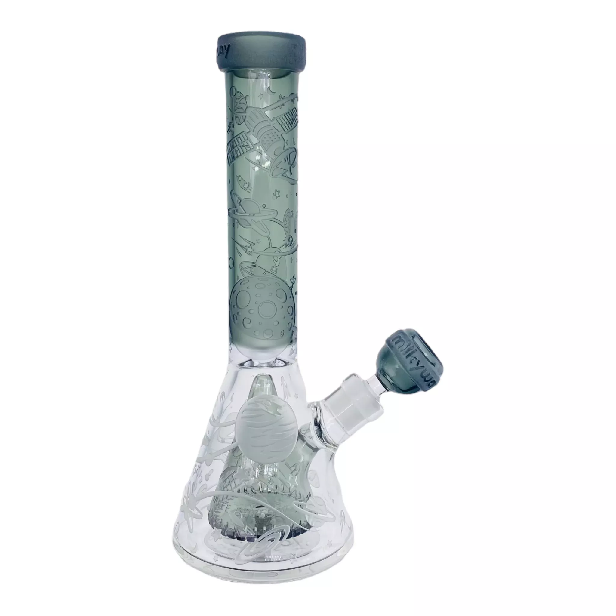 Milkyway Glass - Space Odyssey In 3D 11″ Beaker Bong With Collins Perc Shadow Black