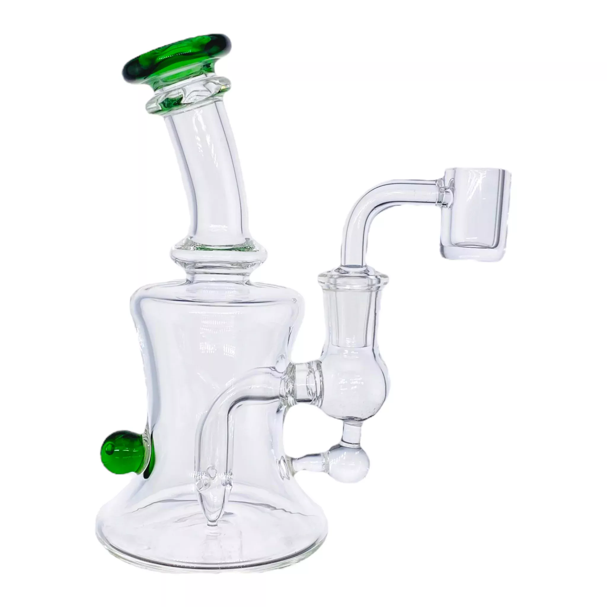 Mini Dab Rig With Green Mouthpiece And Marble