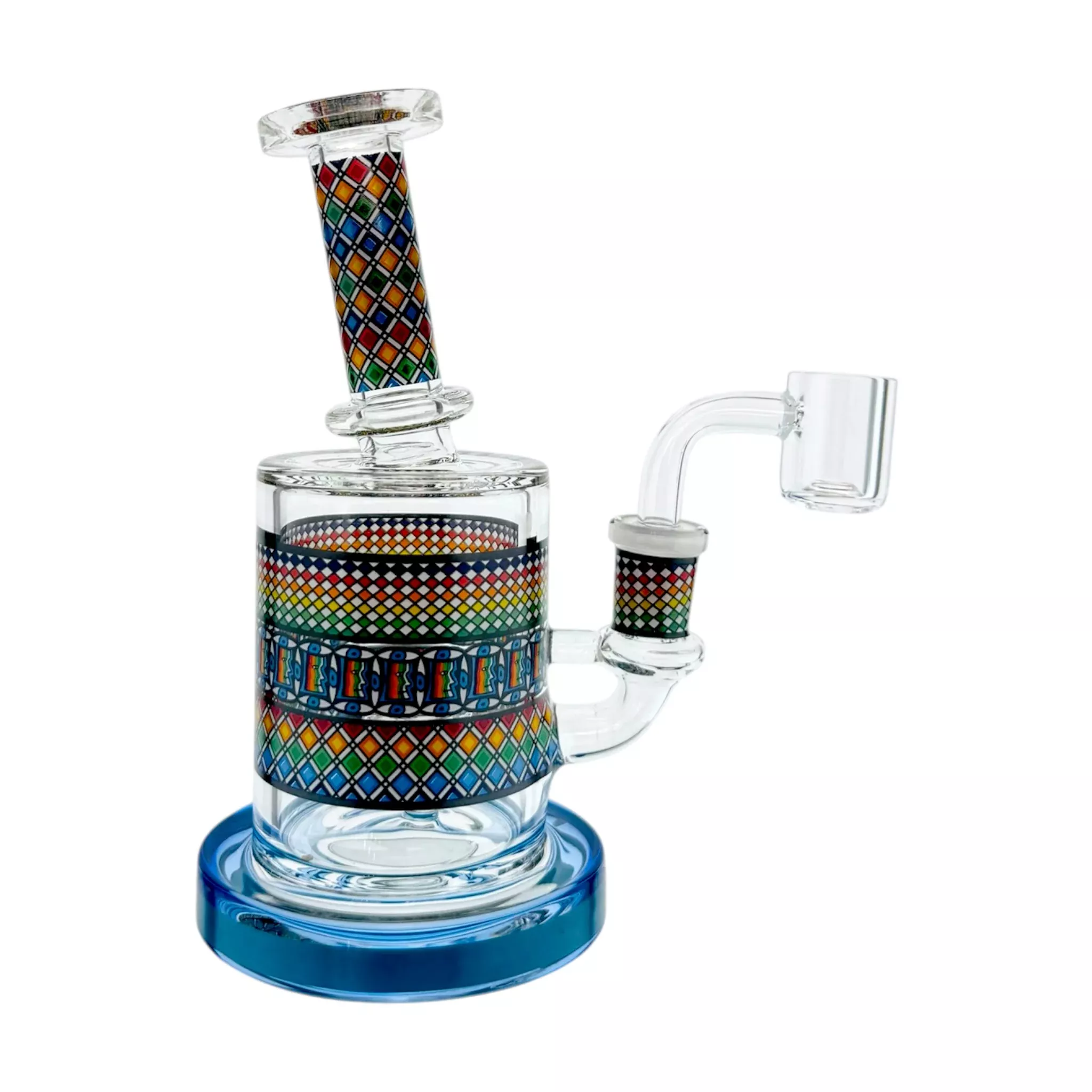 Mini Glass Dab Rig With Rainbow Reversal Flip Decal