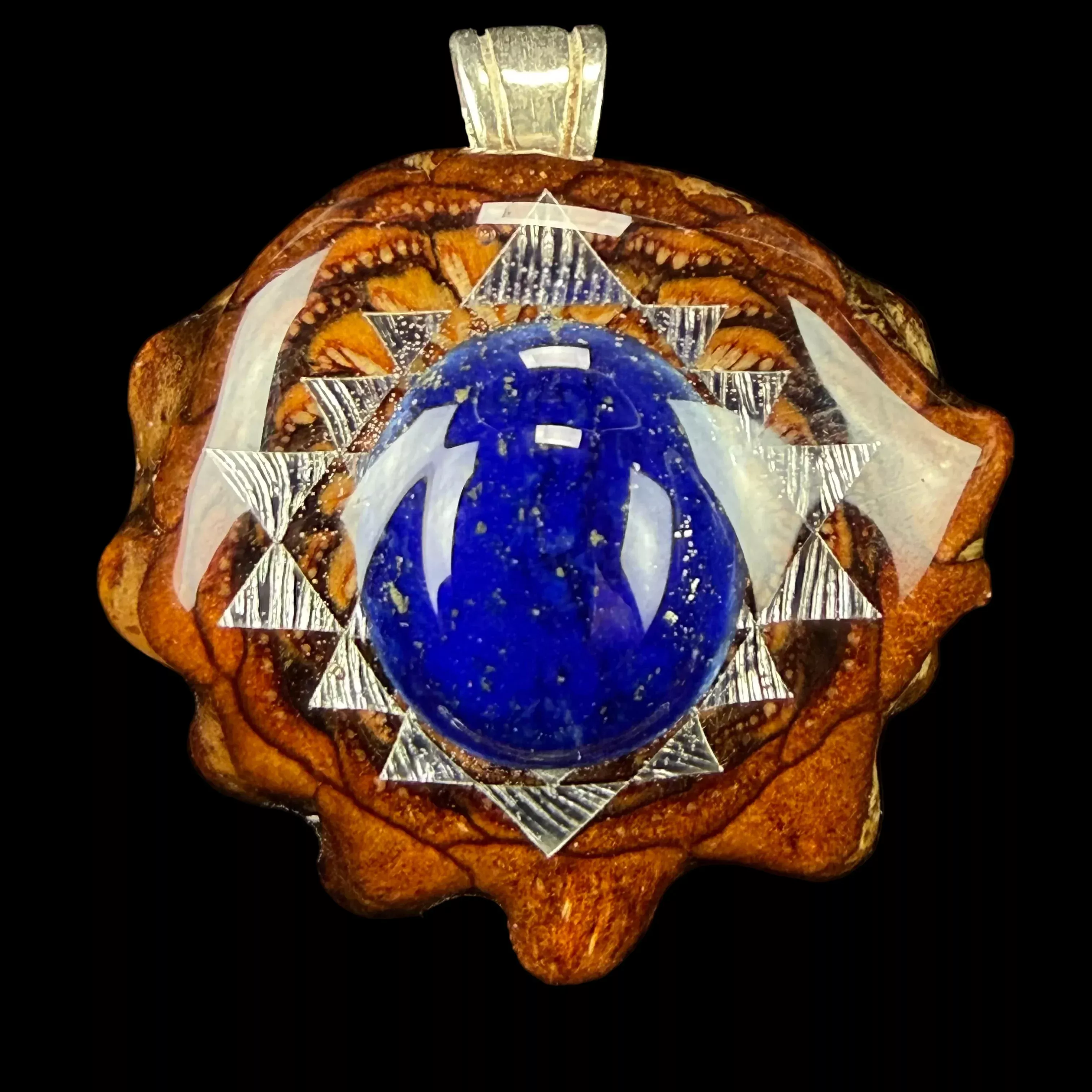 *Mini* Lapis Lazuli W/ Silver Sri Yantra Pendant by Third Eye Pinecones