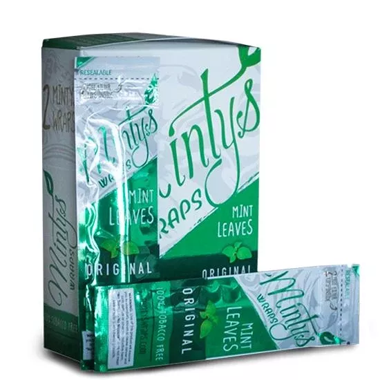 Minty's Organic Mint Leaf Wraps – 2ct (25-Pack Display Box)