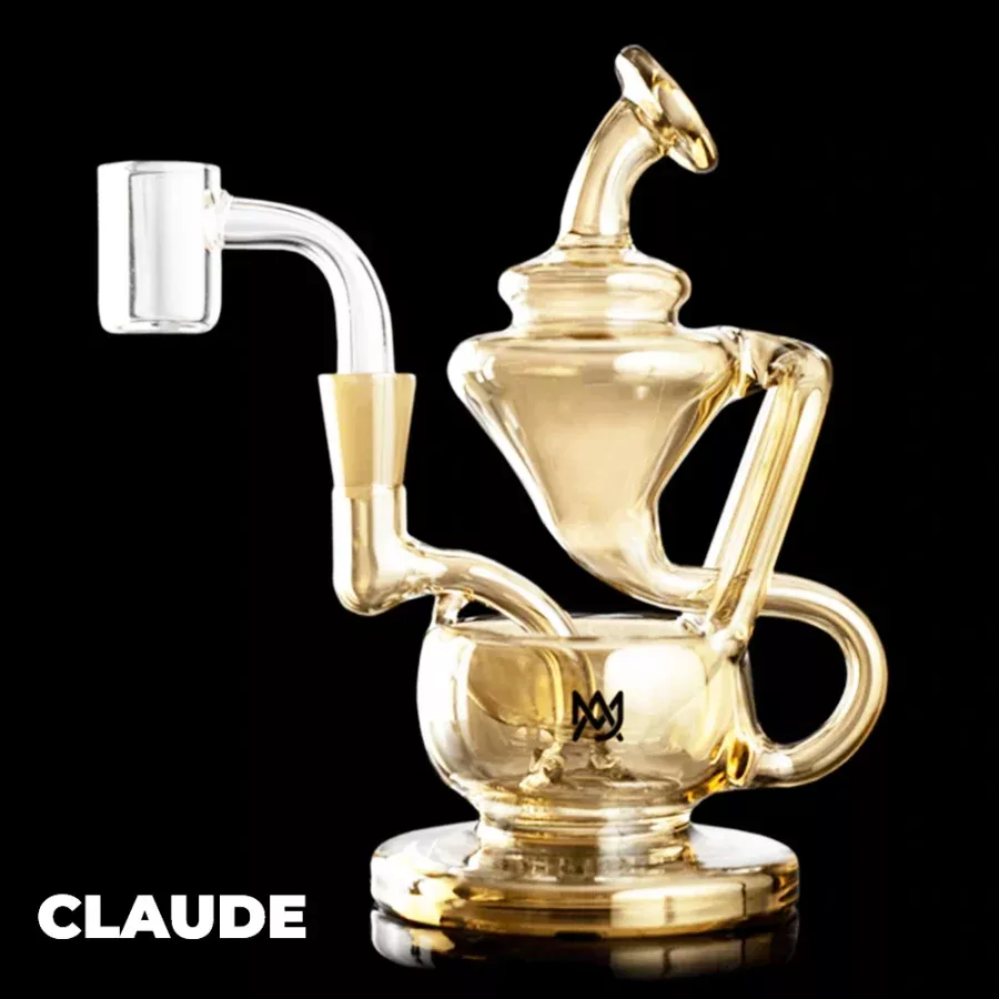 MJ Arsenal Gold Claude Mini Dab Rig | High-Performance Mini Glass Rig for Concentrates