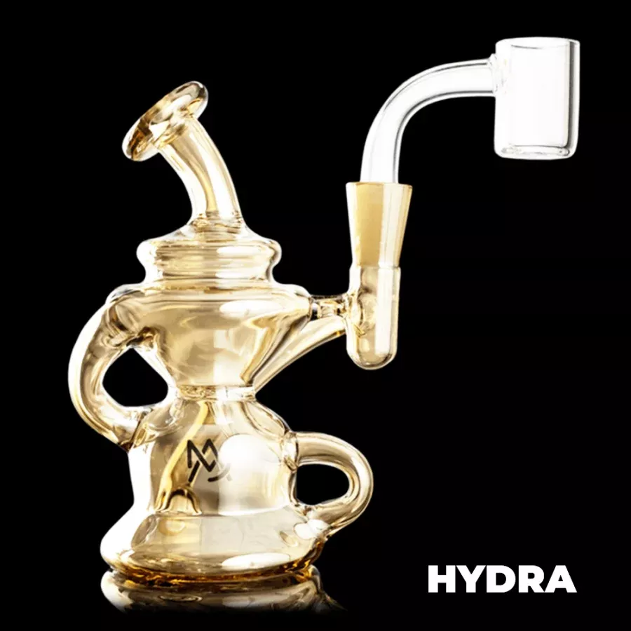 MJ Arsenal Gold Hydra Mini Dab Rig | Compact Glass Rig for Smooth Dabbing Experience
