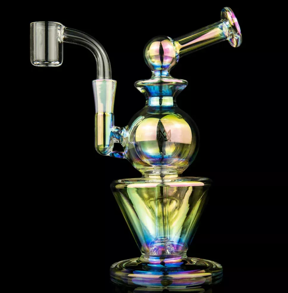 MJ Arsenal Iridescent Gemini Mini Rig - Dual Function in Iridescent Glass