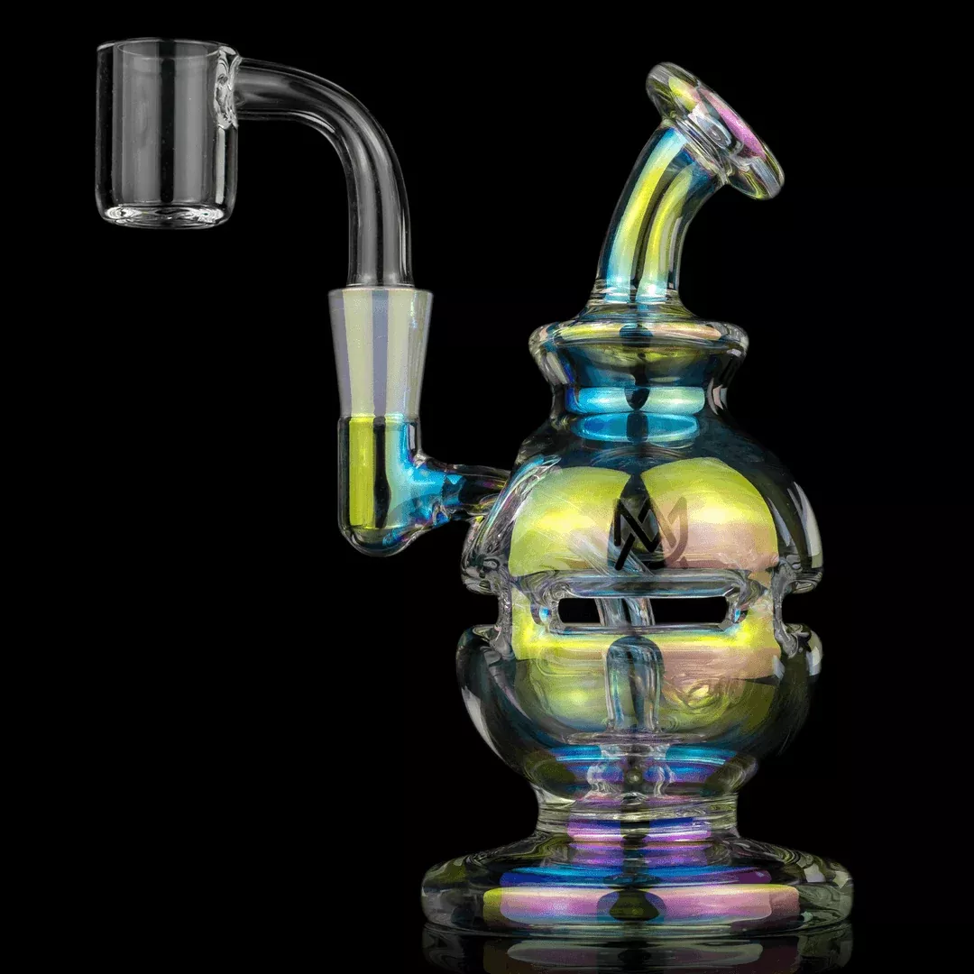 MJ Arsenal Iridescent Royale Mini Rig – Compact Recycler Dab Rig