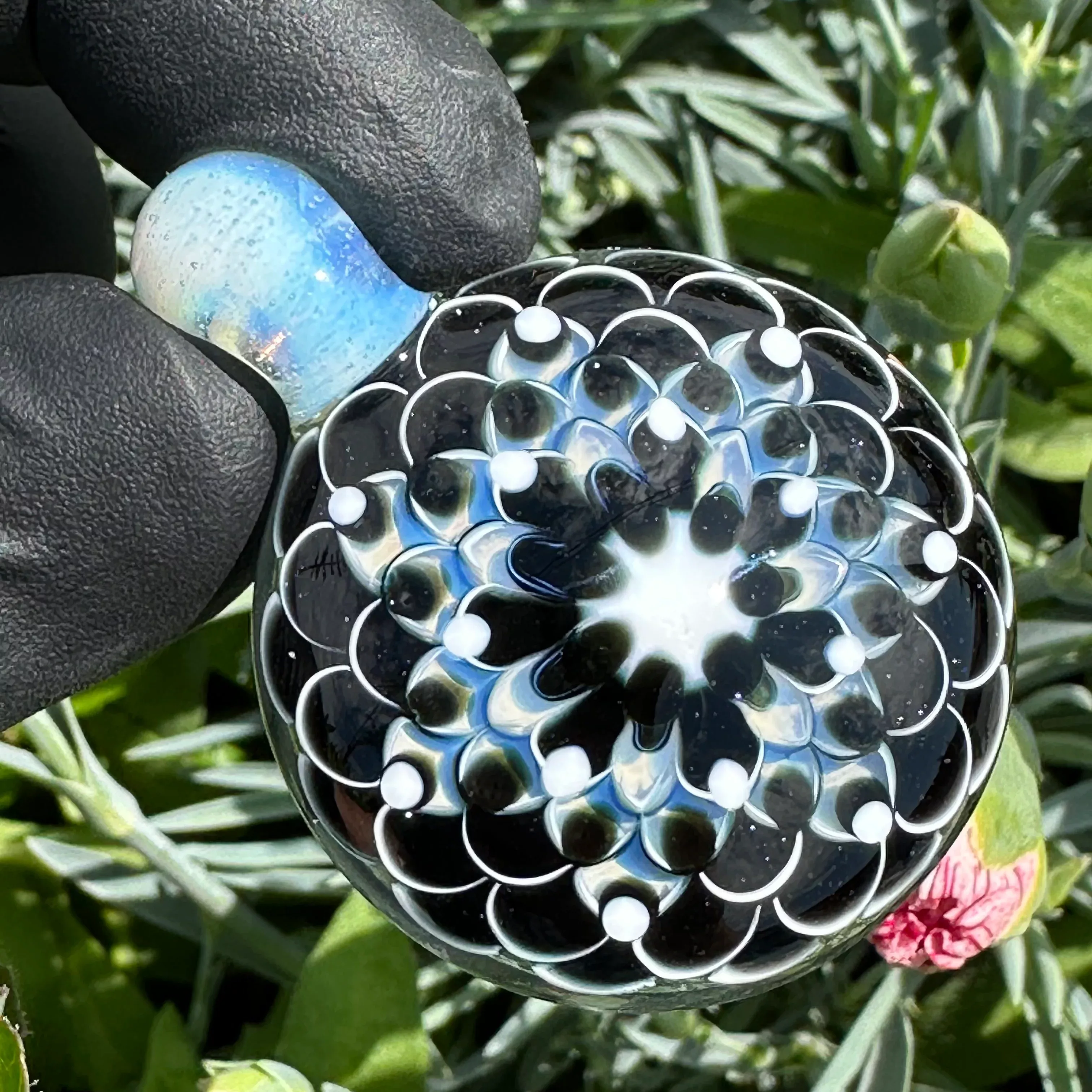 "Monochromatic Starburst" Dot Stack Pendant by Juju Glass