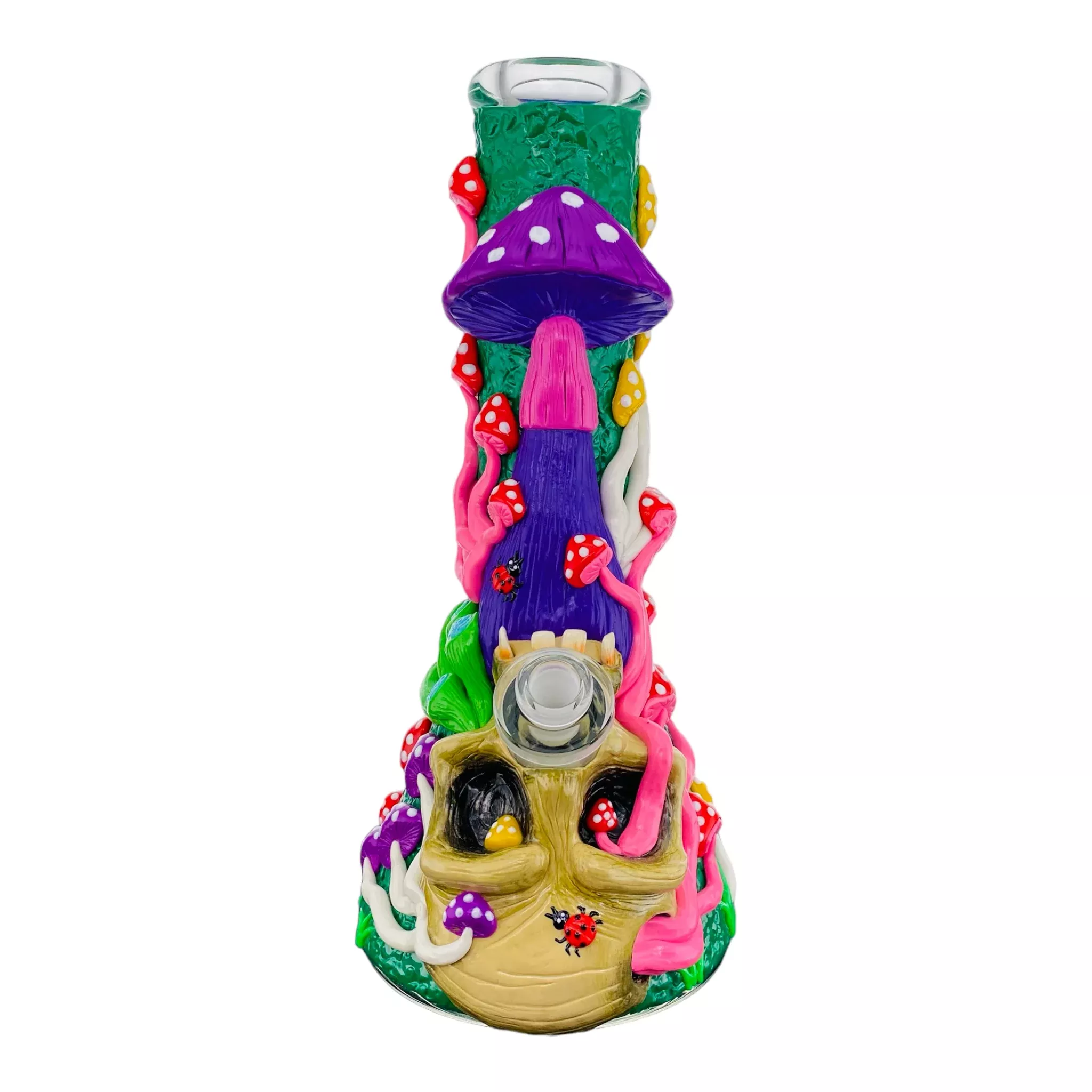Monster Bongs - Trippy Skull And Mushrooms Glass Beaker Bong