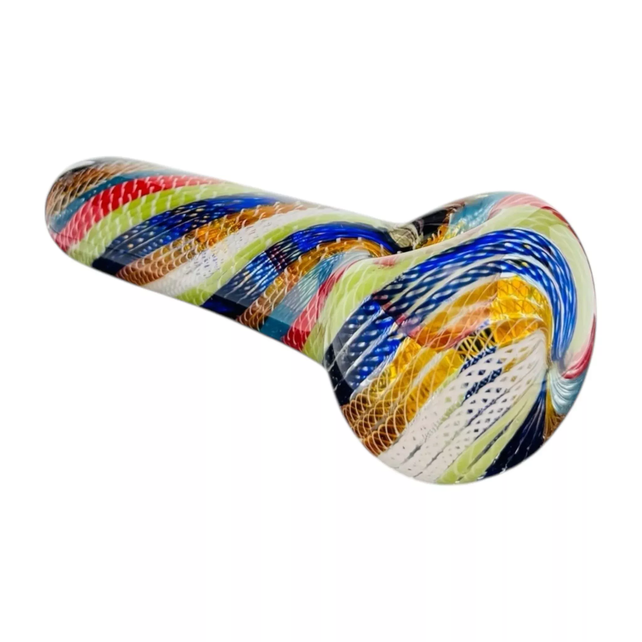 Multi Color Cane Line Work Twist Inside Out Glass Hand Pipe