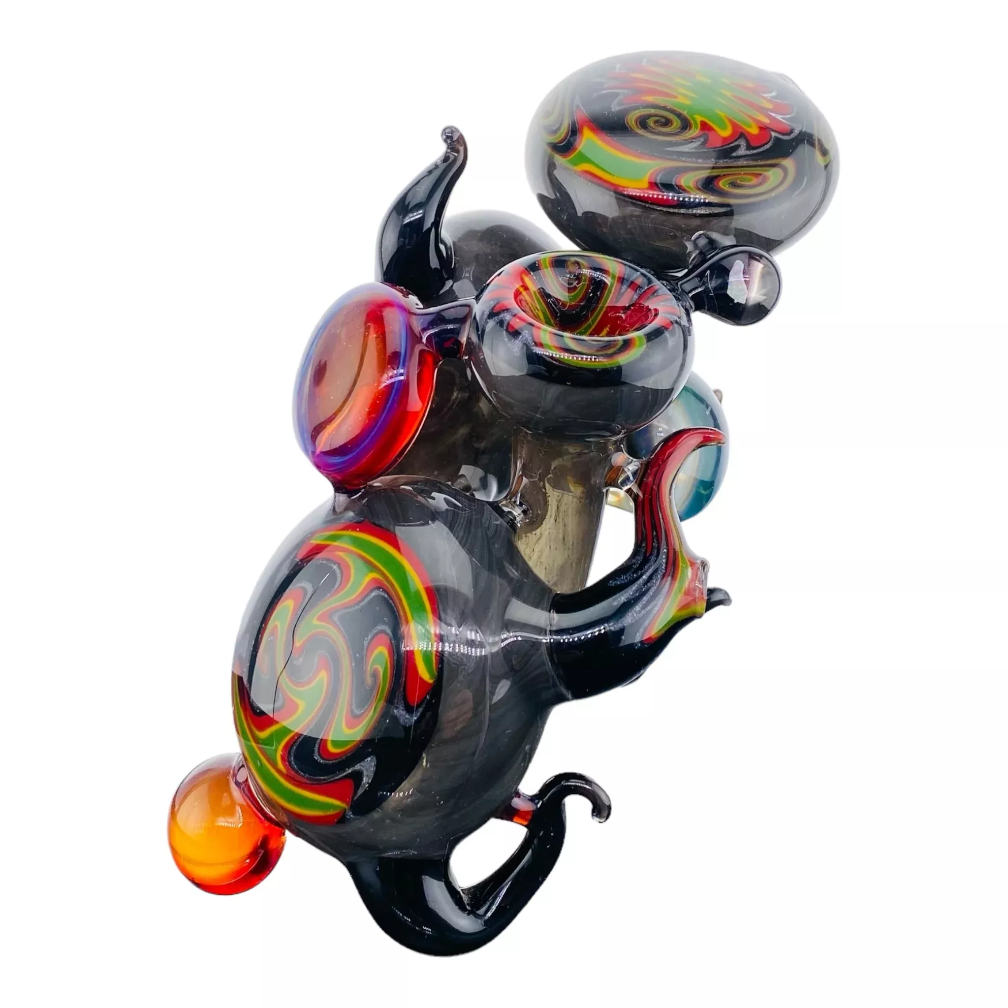 Multi Section Rasta Wig Wag Heady Glass Bubbler