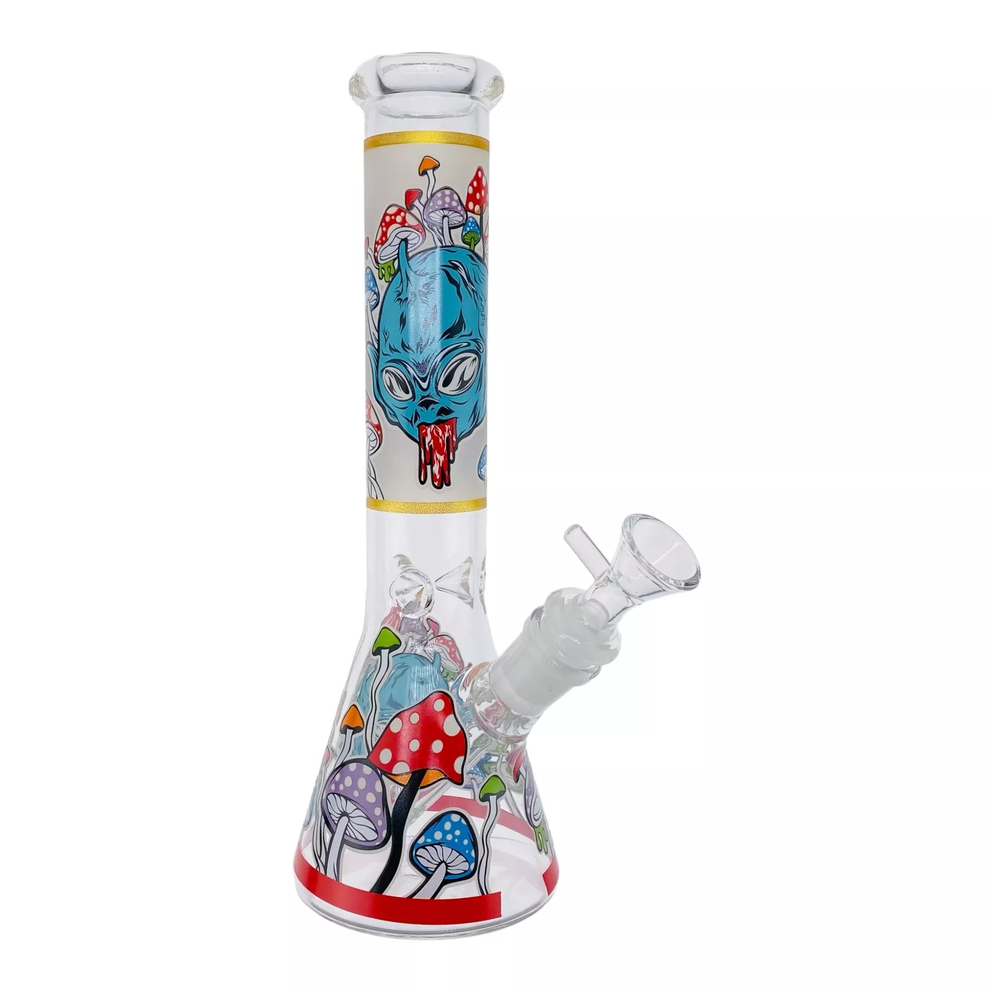 Mushroom And Alien Beaker Bong 10 Inches