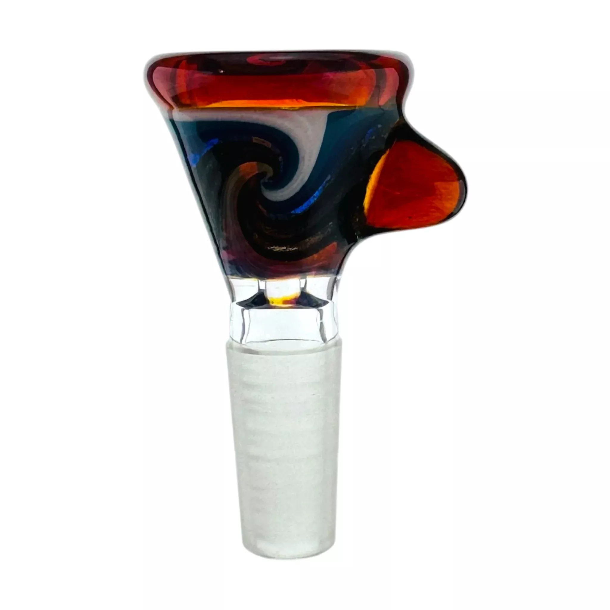 N3RD Glass 10mm Flower Bowl Amber Brown Rim With Black Blue and White Linework