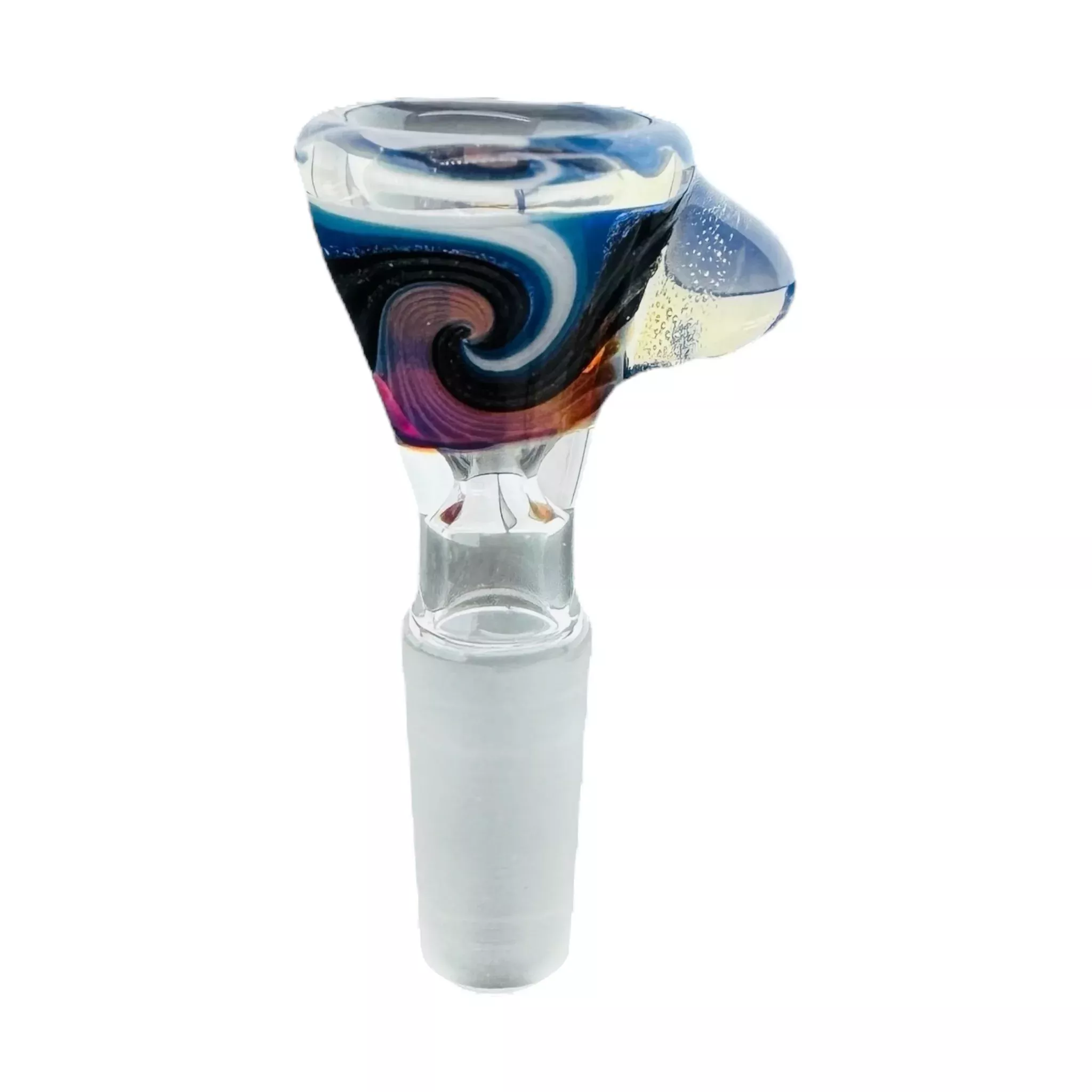 N3RD Glass 10mm Flower Bowl Black And Blue Ice With Mystic Sunset