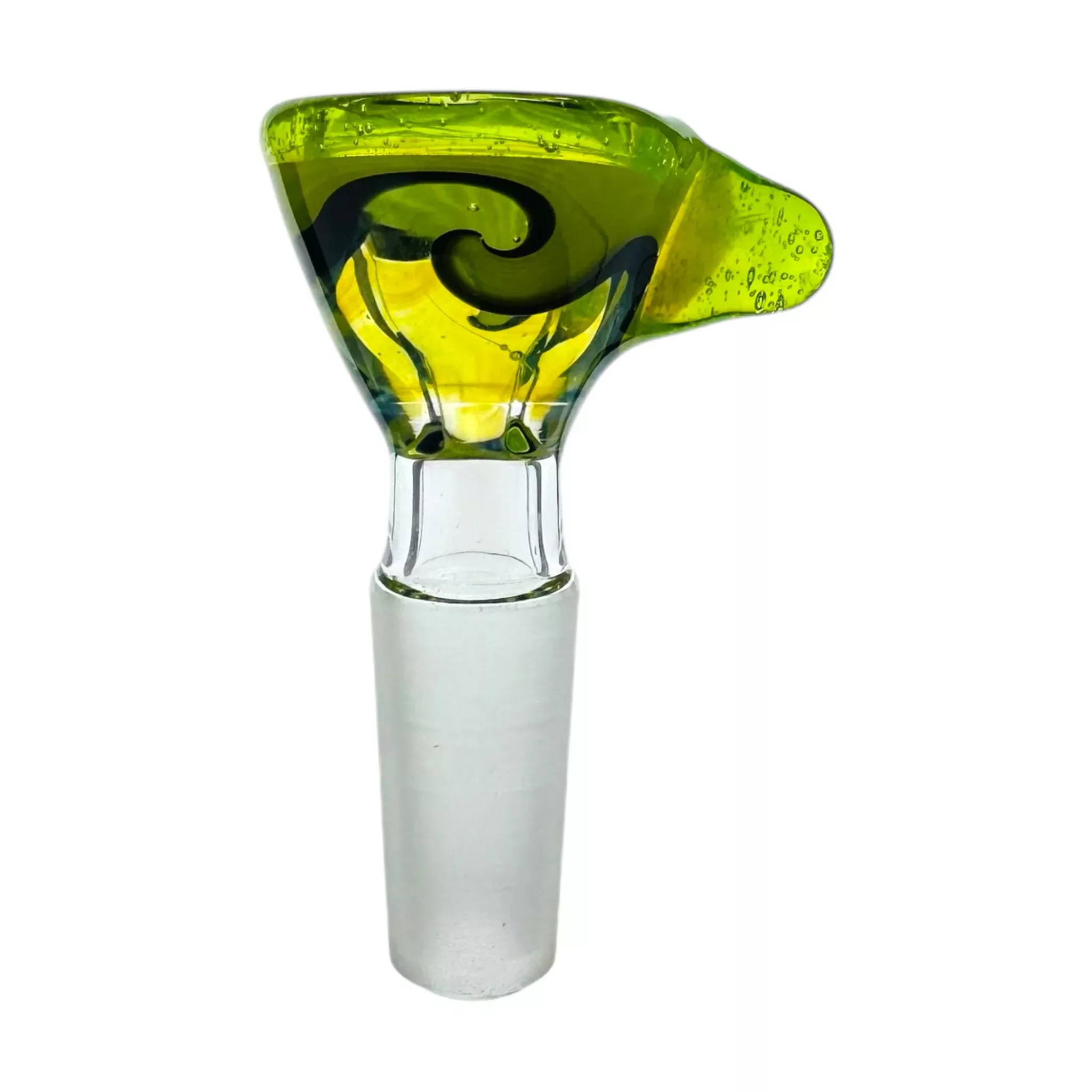 N3RD Glass 10mm Flower Bowl Black Green Twirl