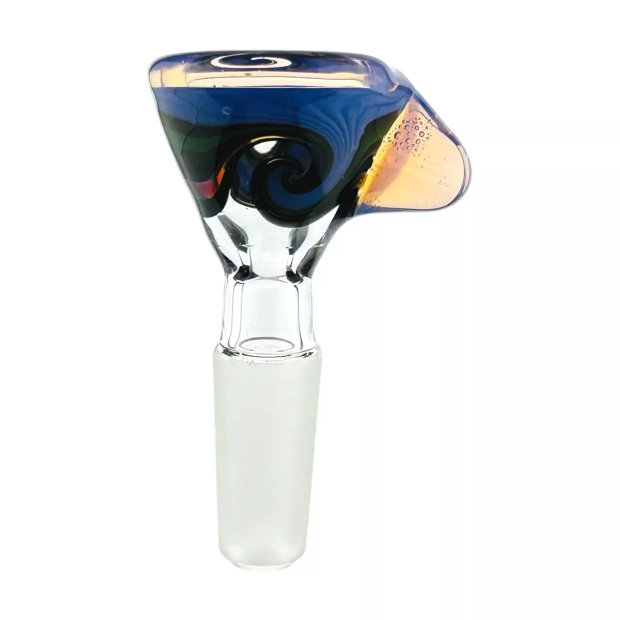 N3RD Glass 10mm Flower Bowl Blue & Green Twirl