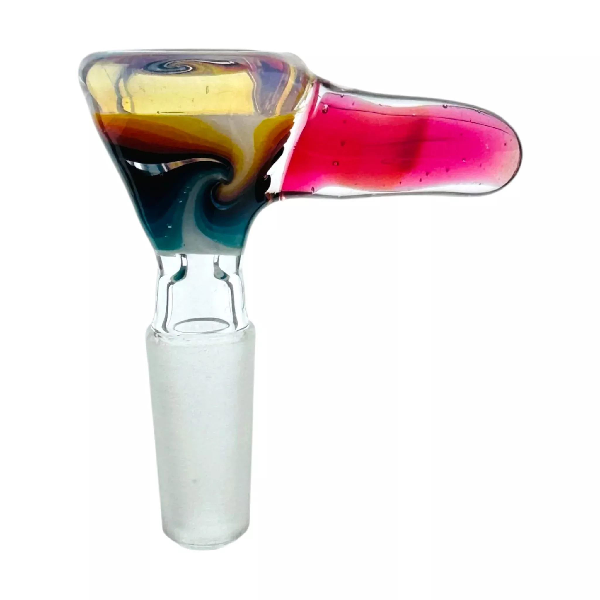 N3RD Glass 10mm Flower Bowl Cosmic Fume Rim And Pink Handle With Fire and Ice Linework