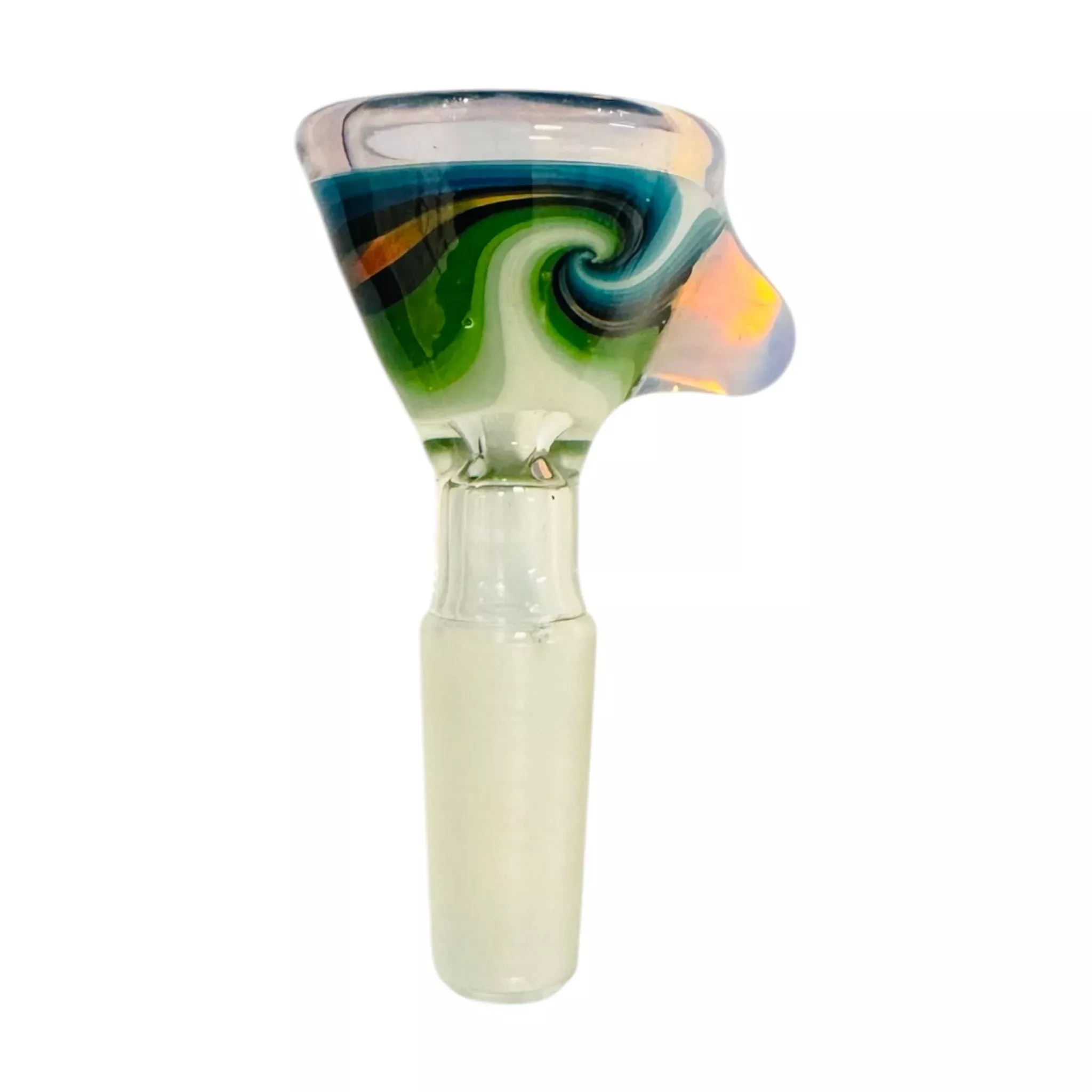 N3RD Glass 10mm Flower Bowl Cosmic Pink Rim With Blue and Green Linework