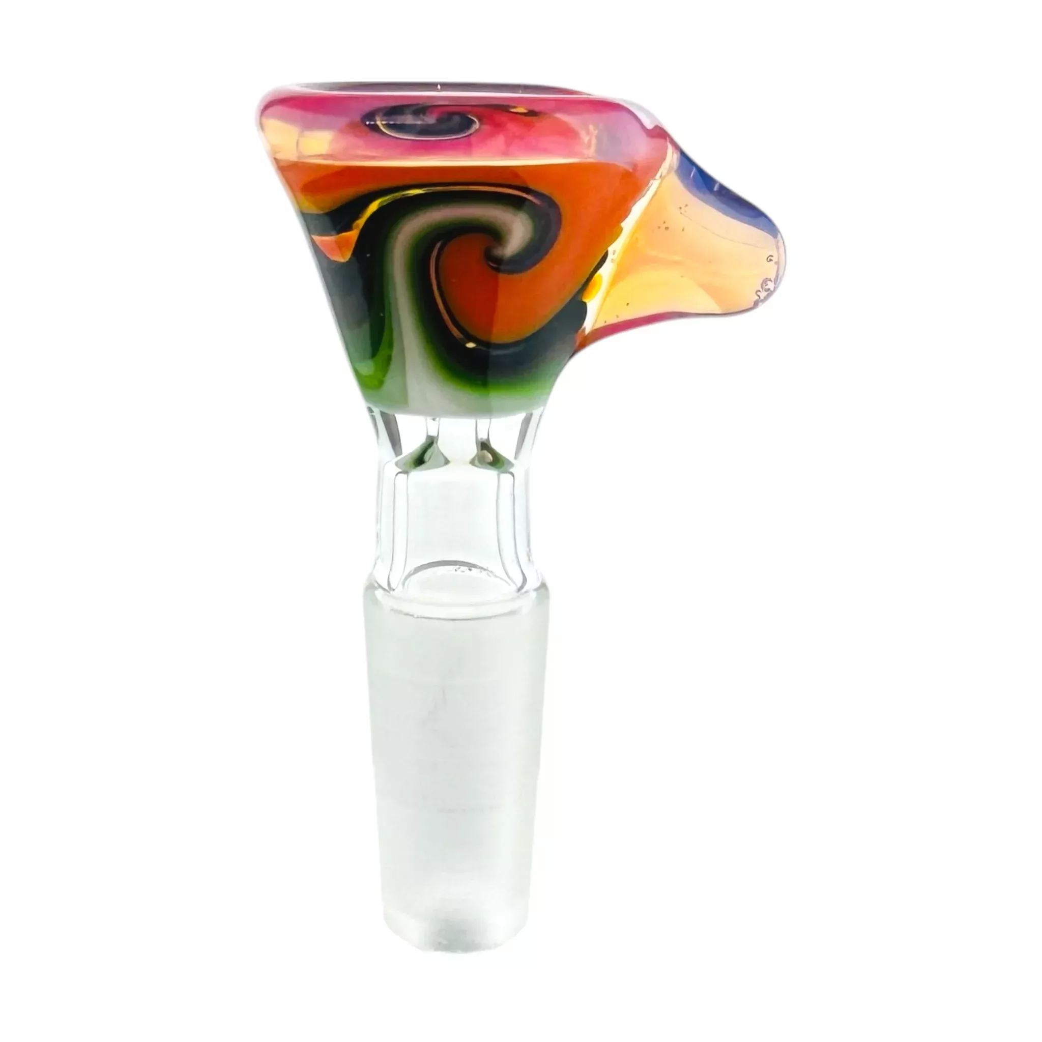 N3RD Glass 10mm Flower Bowl Orange & Green Twirl