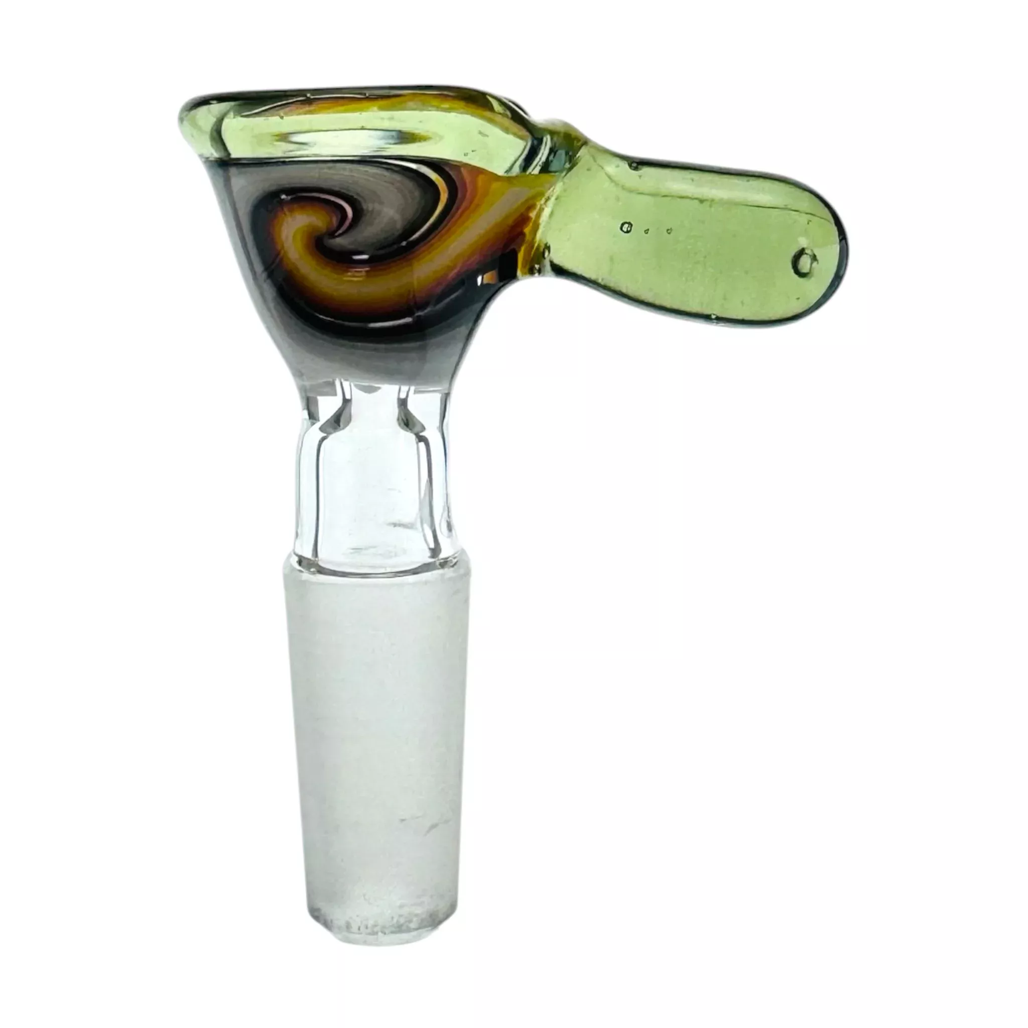 N3RD Glass 10mm Flower Bowl Smoke Black Rim And Handle With Sun and Moonlight Linework