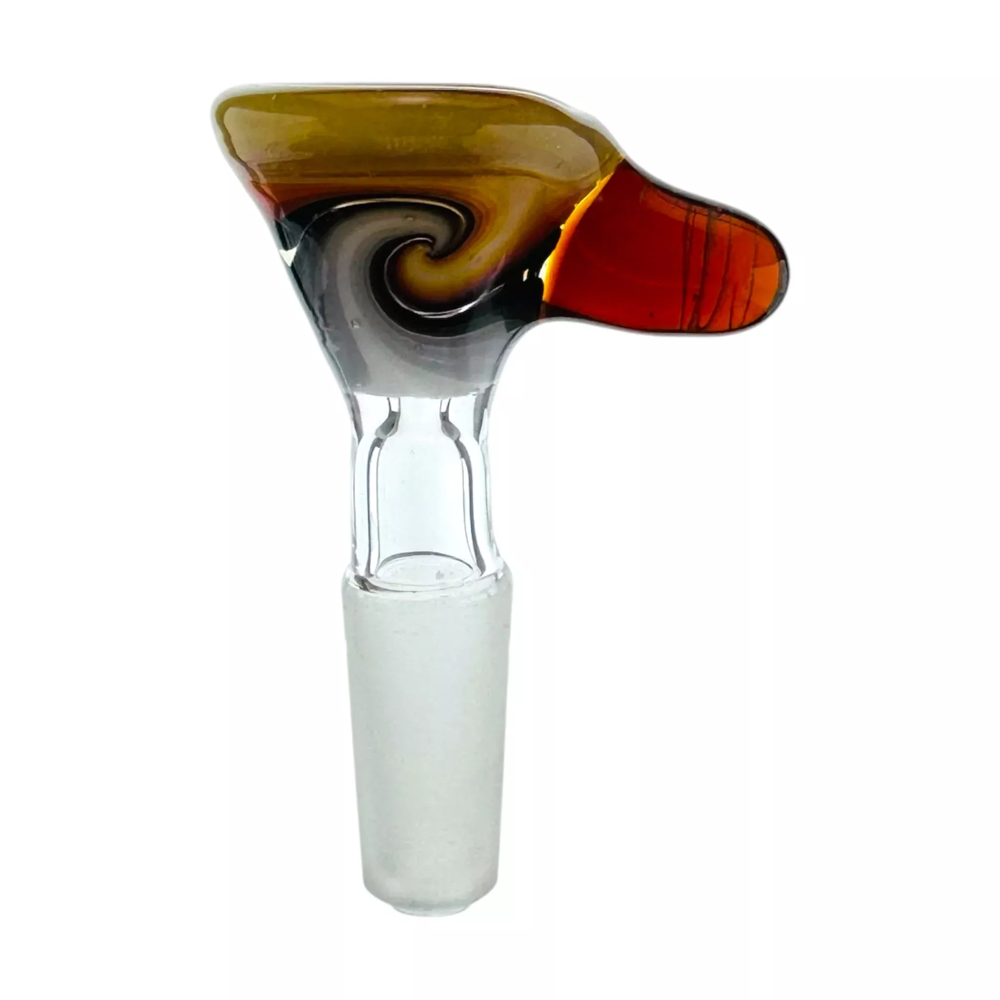 N3RD Glass 10mm Flower Bowl Sunset Orange Rim And Amber Handle With Sun and Moonlight Linework