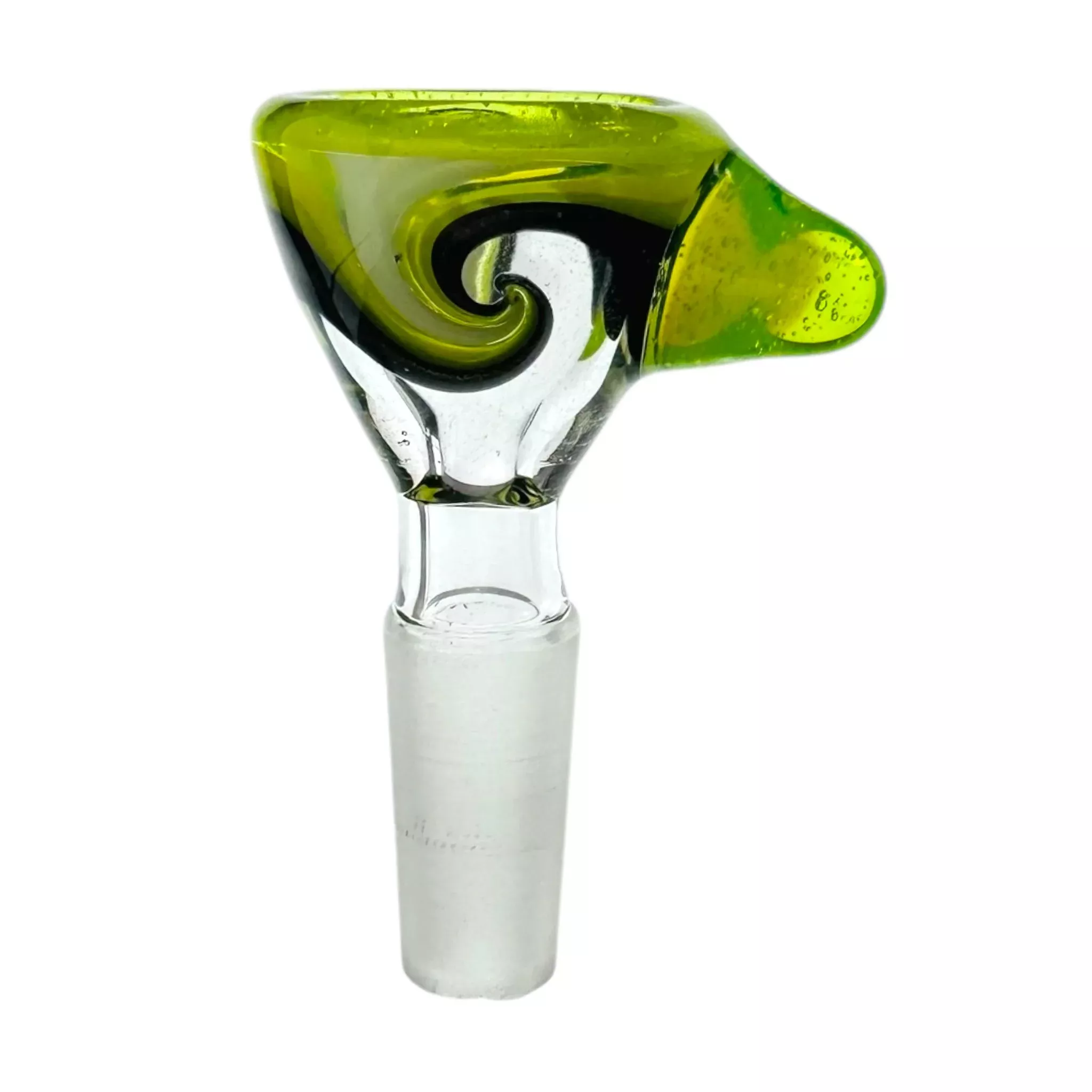 N3RD Glass 10mm Flower Bowl White Black Green Twirl