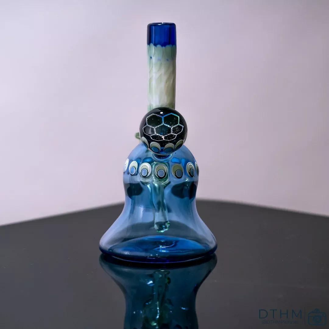 Natrix Glass Dotstack Banger Hanger – Dual-Tone Blue & Teal Rig