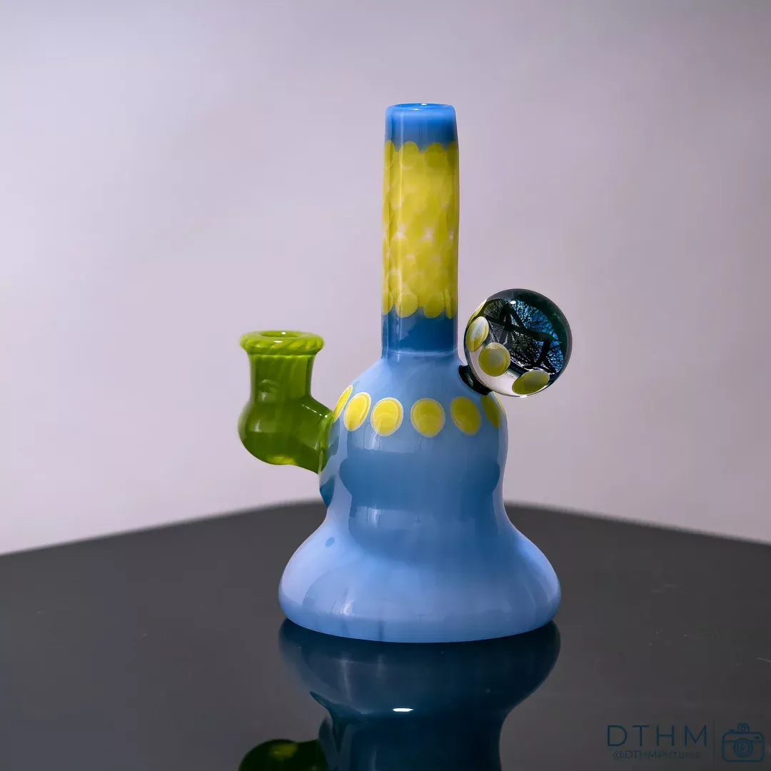 Natrix Glass Dual Color Dotstack Banger Hanger (Pastel Blue/Yellow)