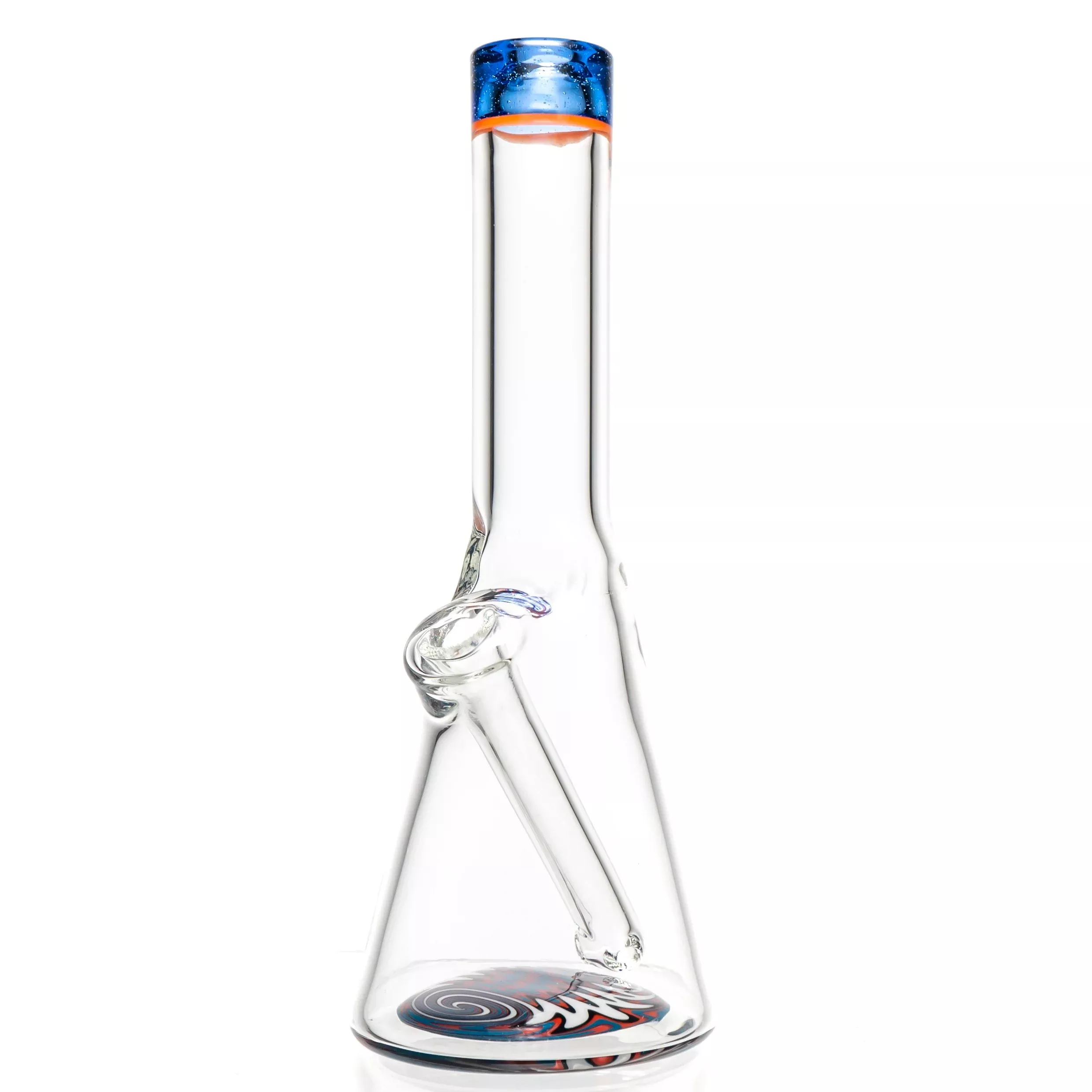 Nes Glass - Mini Tube - Reversal Bottom - Fire Water w / Red & Blue Wag