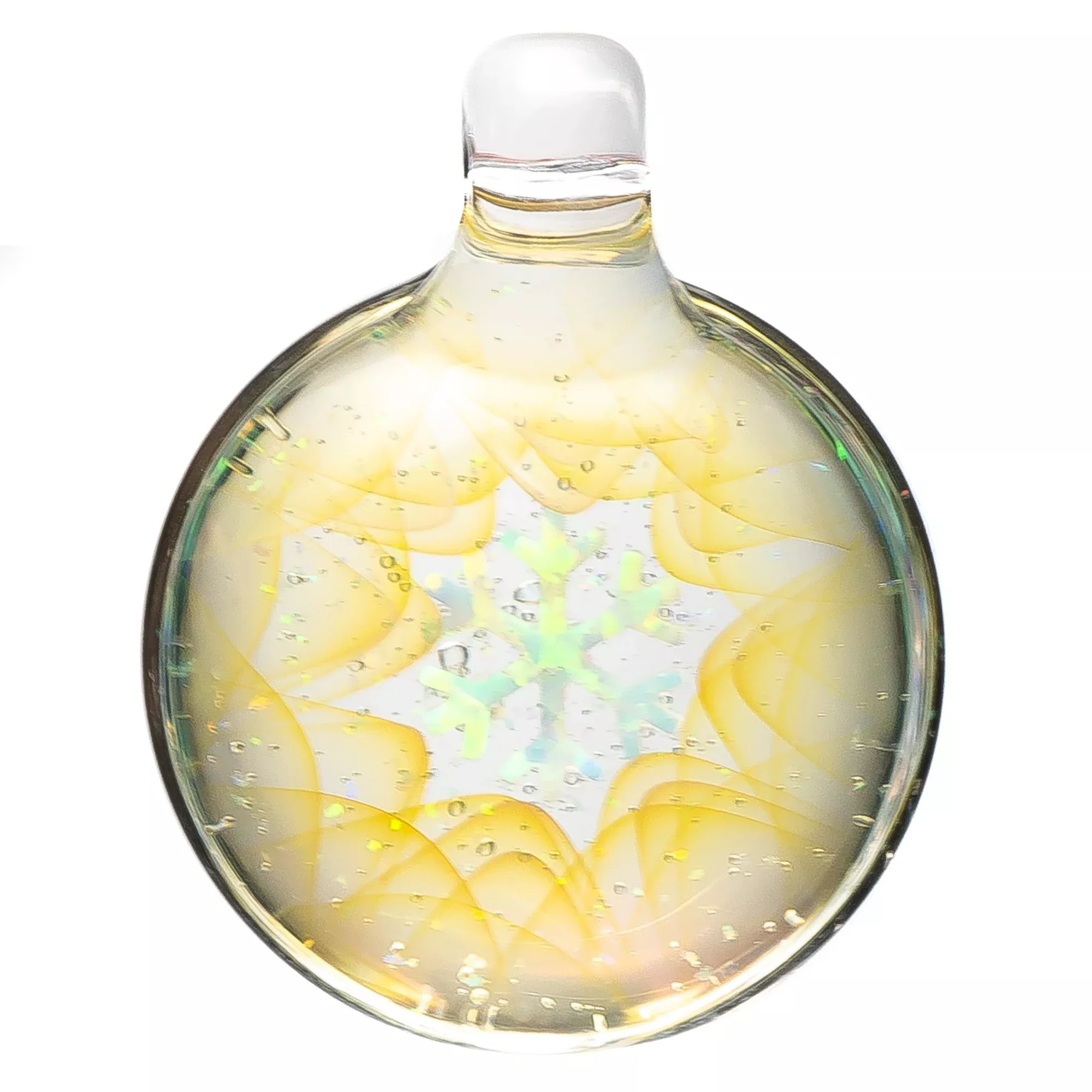 Northern Lights - Fume w / Crushed Opal Pendant - Snow Flake