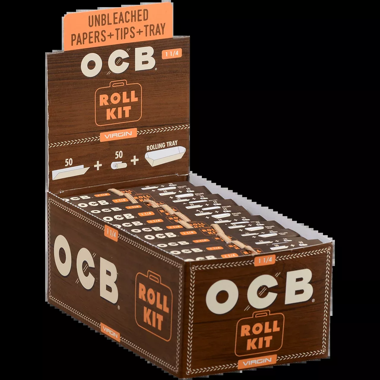 OCB Unbleached 1 1/4 Roll Kit – Papers, Tips & Tray (20ct Box)