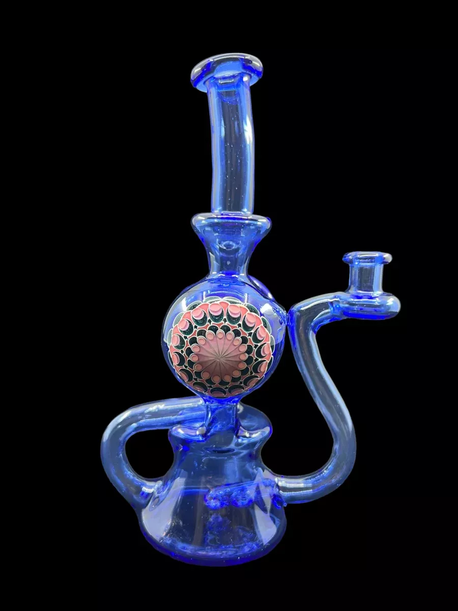 Olour Glass Dotted Recycler - Blue | Elegant Handcrafted Glassware