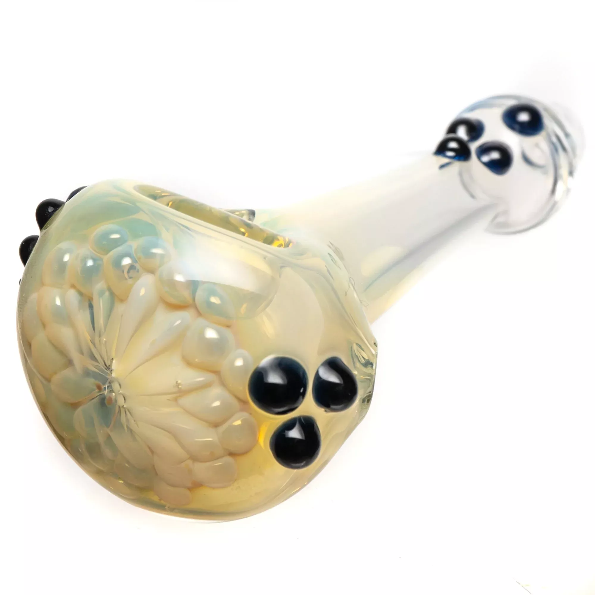 Orian - Honeycomb Spoon Pipe - Silver Fume w / Blue Accents