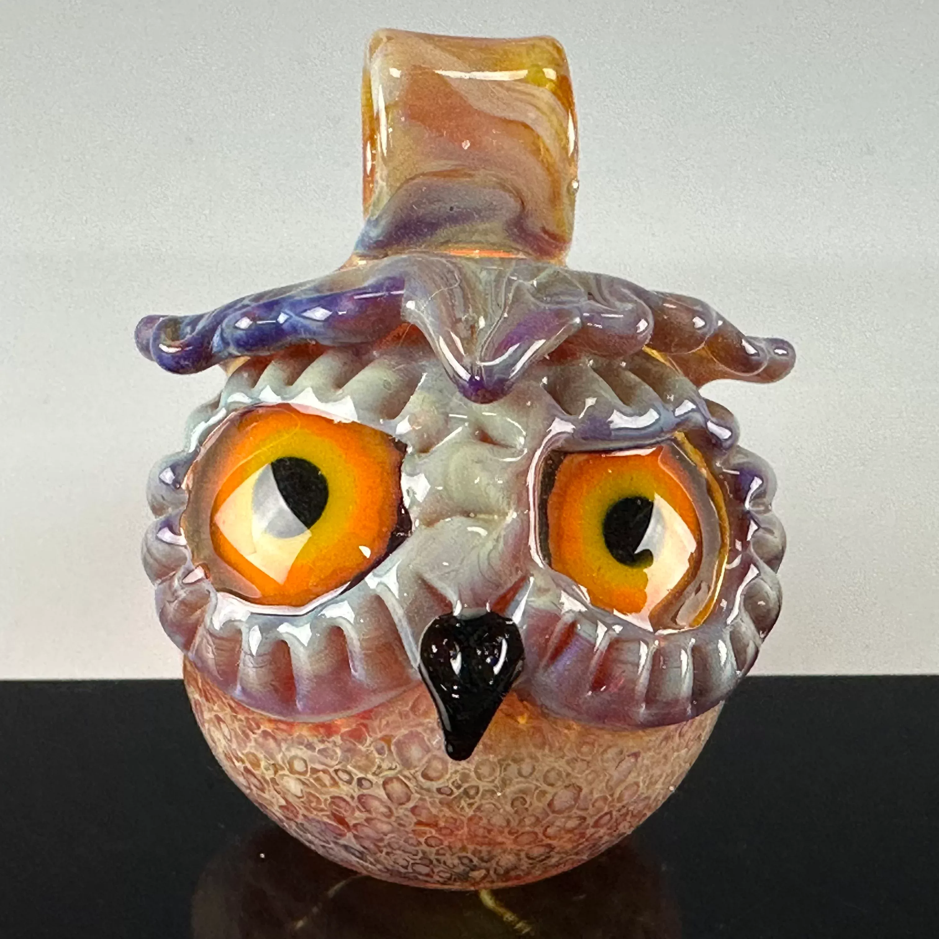 Owl Head Pendant by Four Winds Flameworks