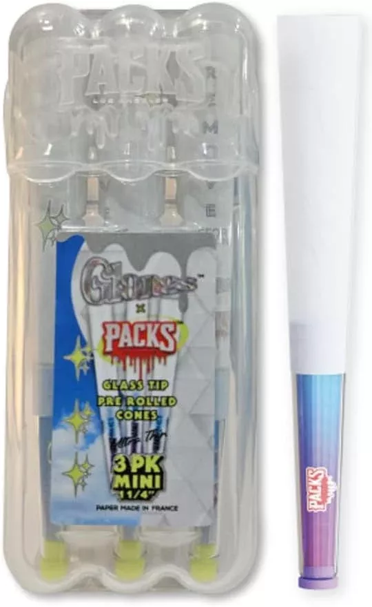 Packs Glones Glass Tip Cones 1 1/4 Ultra Thin White - 3 Pack