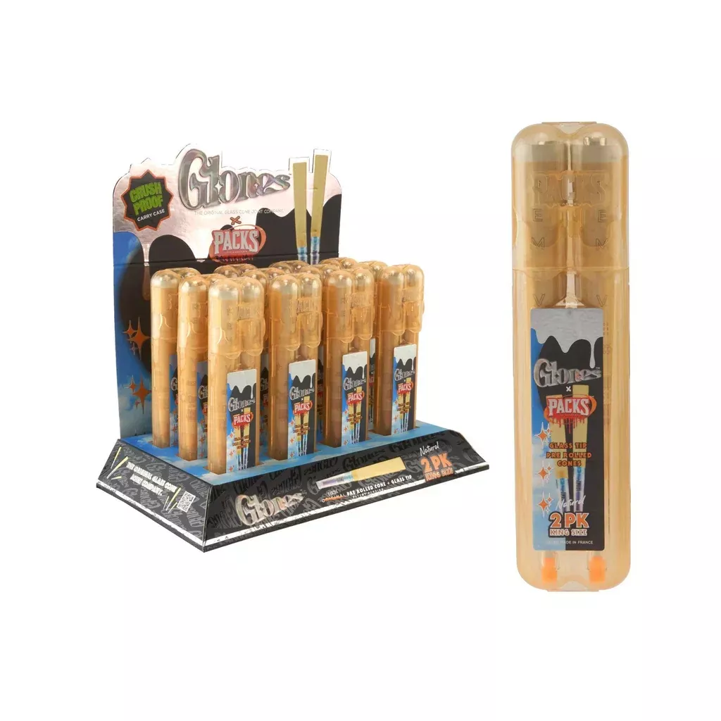 Packs Glones Glass Tip Cones King Size - 12 Count Display
