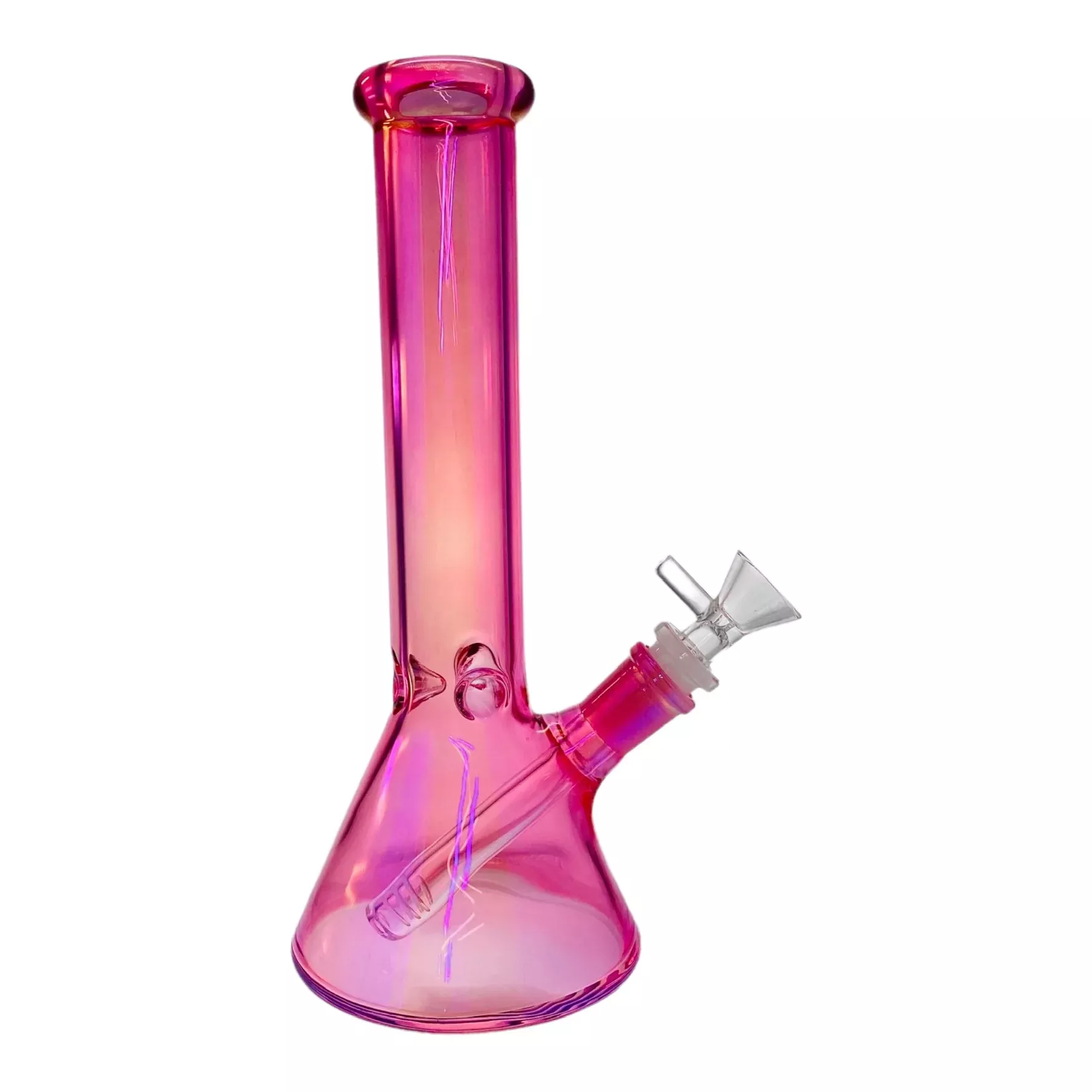 Pearlescent Pink Glass Beaker Bong 10 Inch