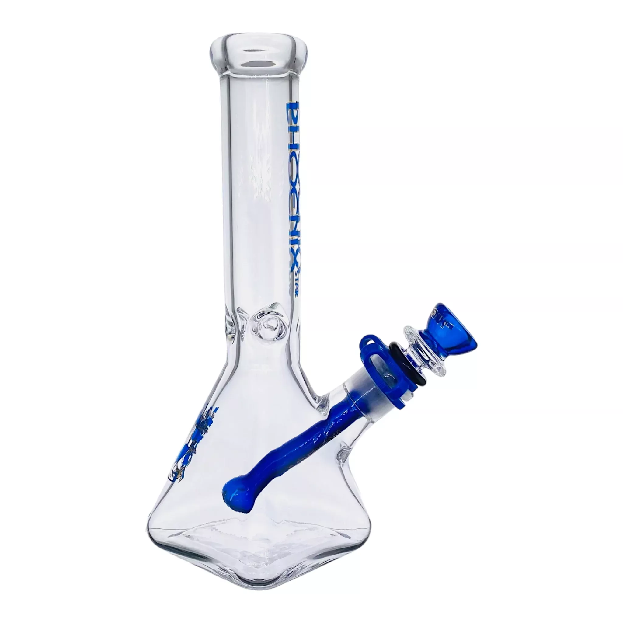 Phoenix Glass 10 Inch Square Base Clear Bong Blue