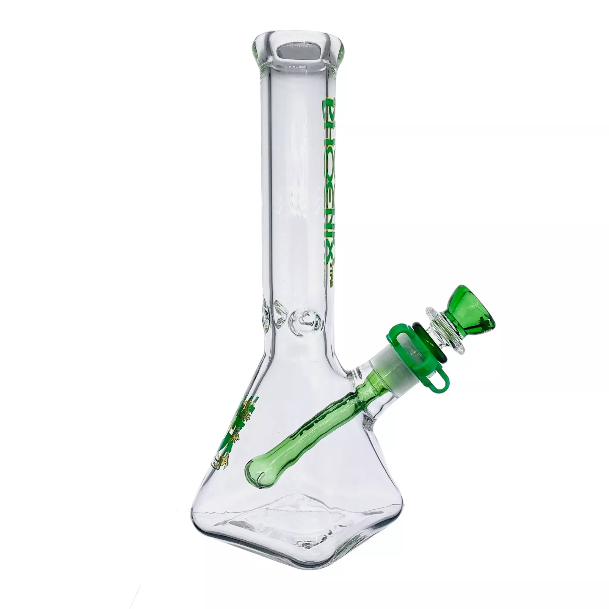 Phoenix Glass 10 Inch Square Base Clear Bong Green
