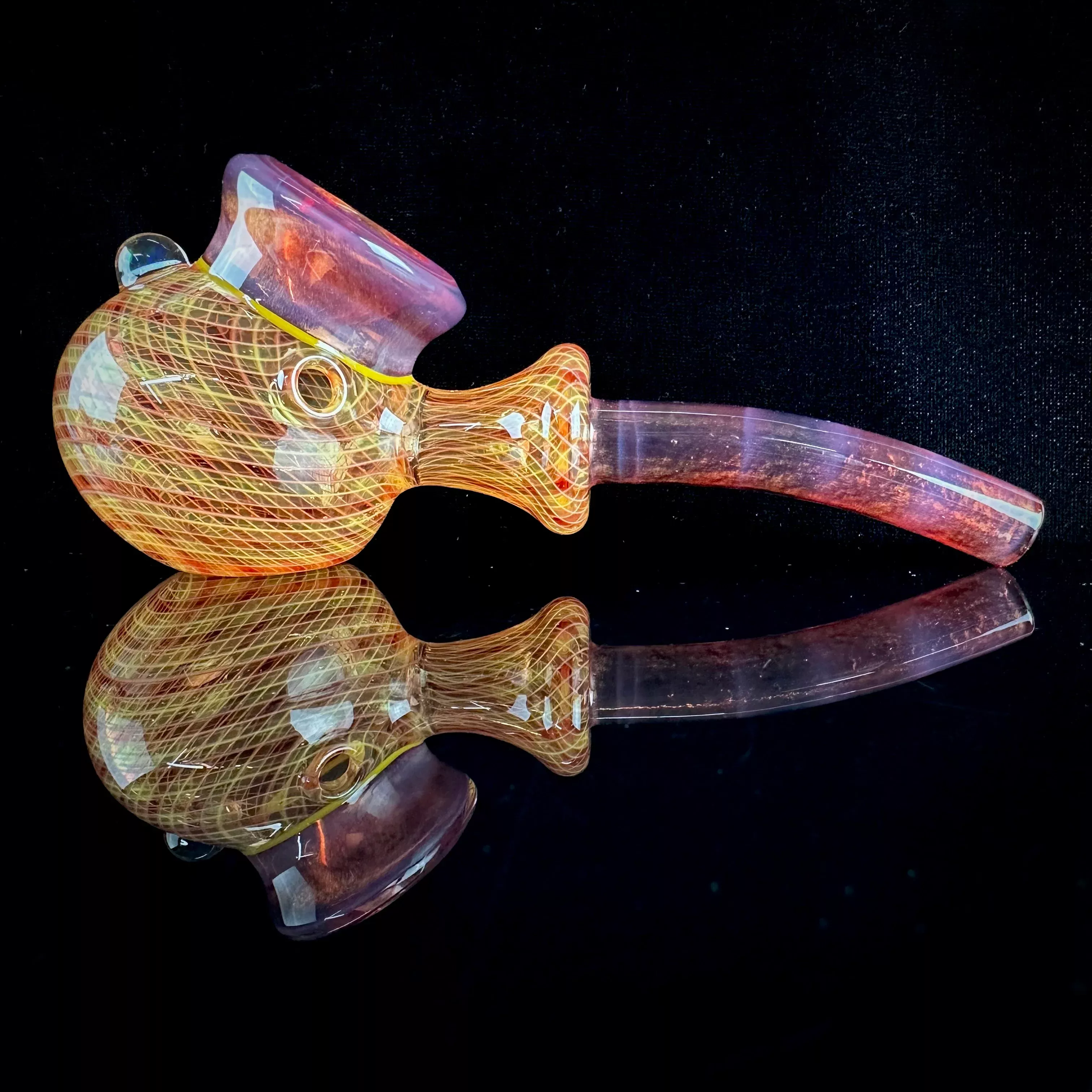 "Phoenix over Icy White Satin" Reticello Sherlock by Crux Glass