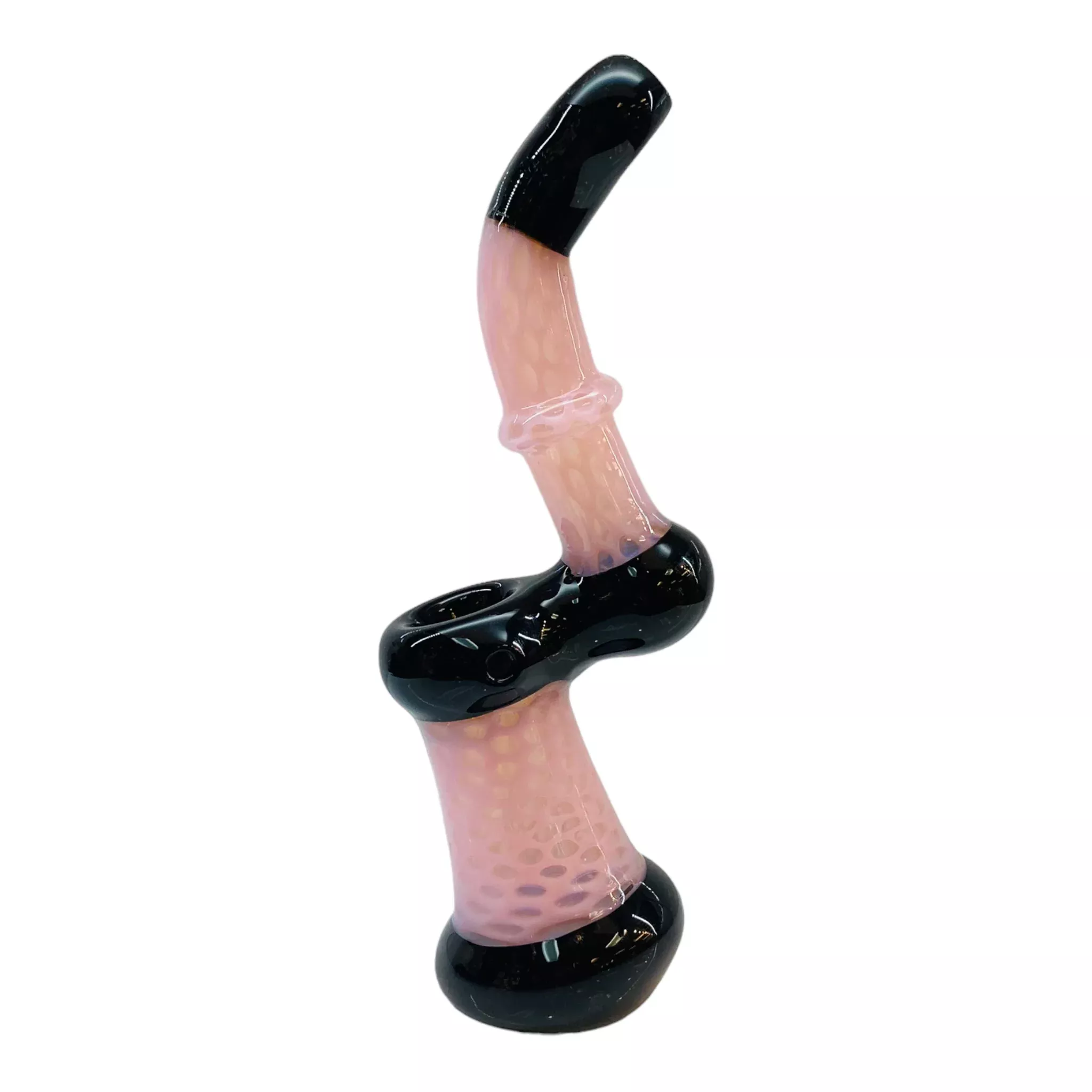Pink And Black Honeycomb Stand Up Glass Bubbler