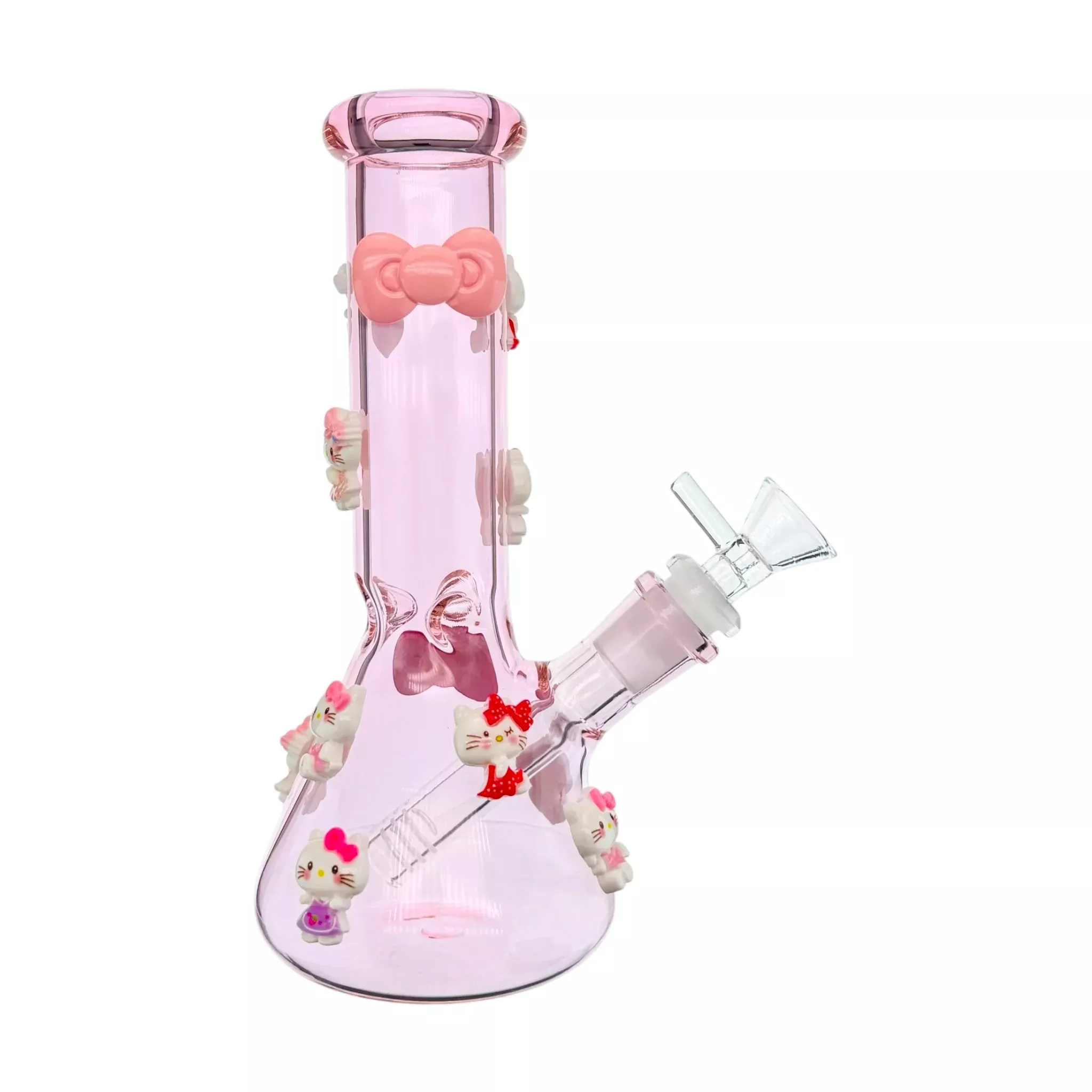 Pink Bong With Kitty And Bow Ties 8 Inch