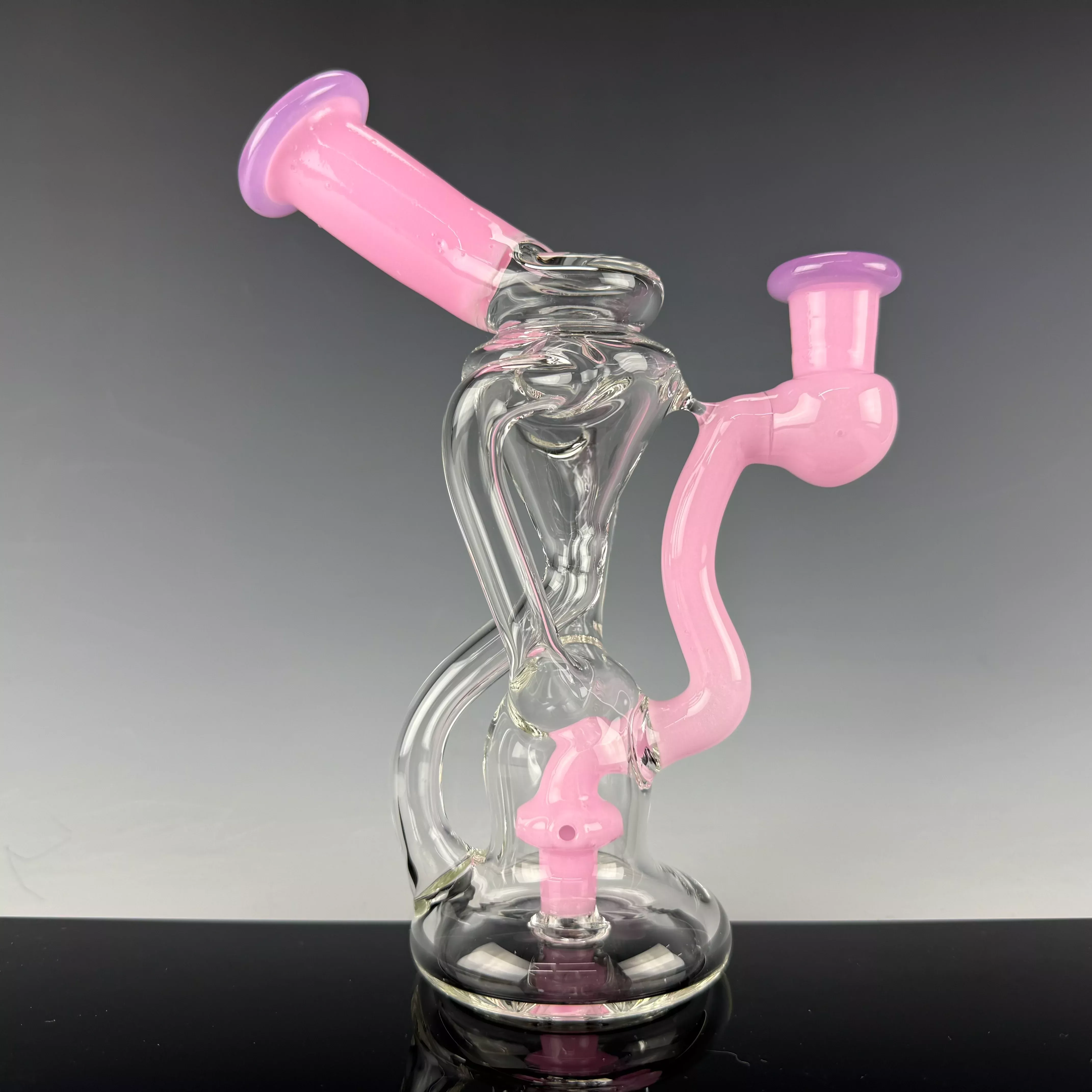 "Pink & Purple" Dual Uptake Floating Recycler by N3rd Glass