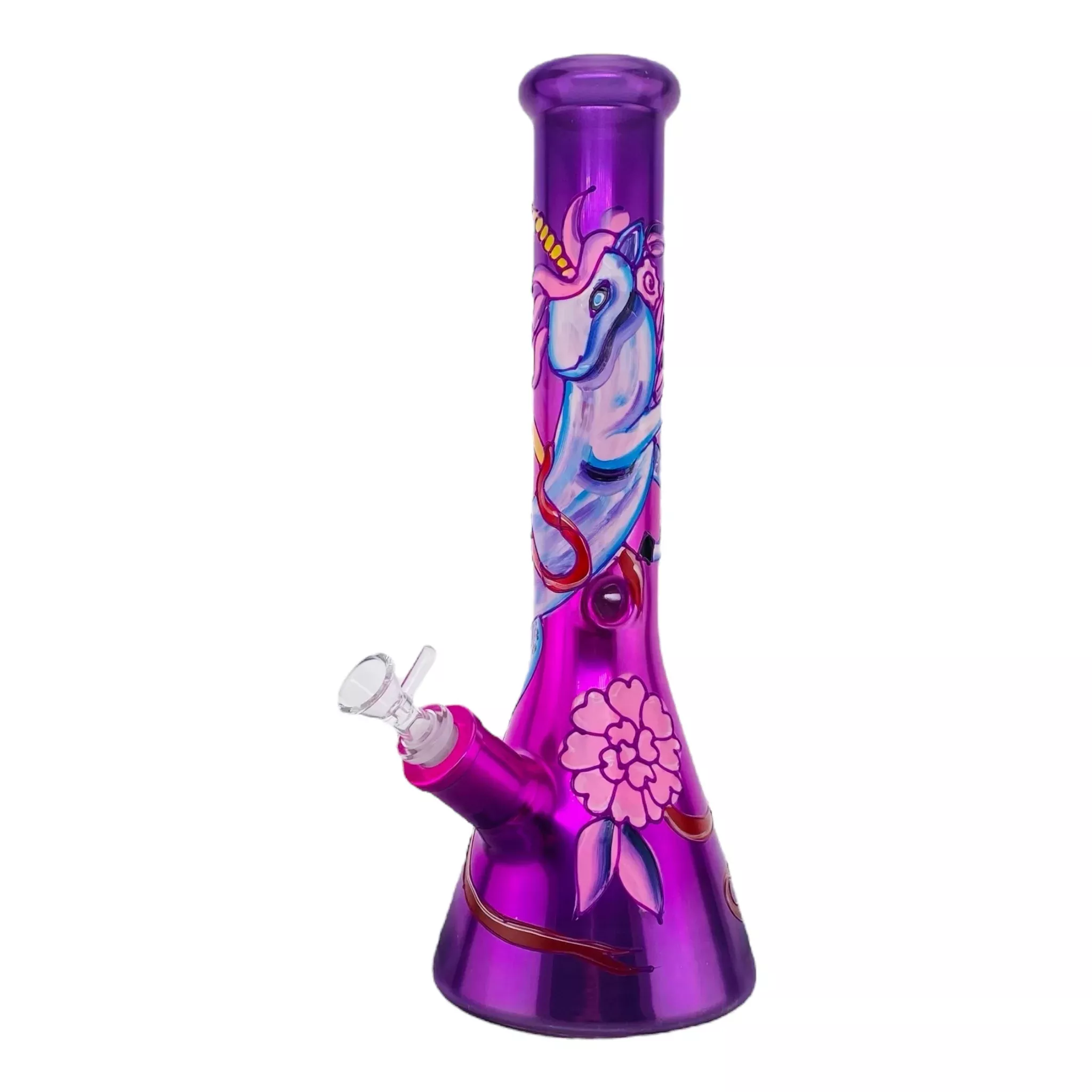Pink And Purple Unicorn Glass Bong 14 Inches