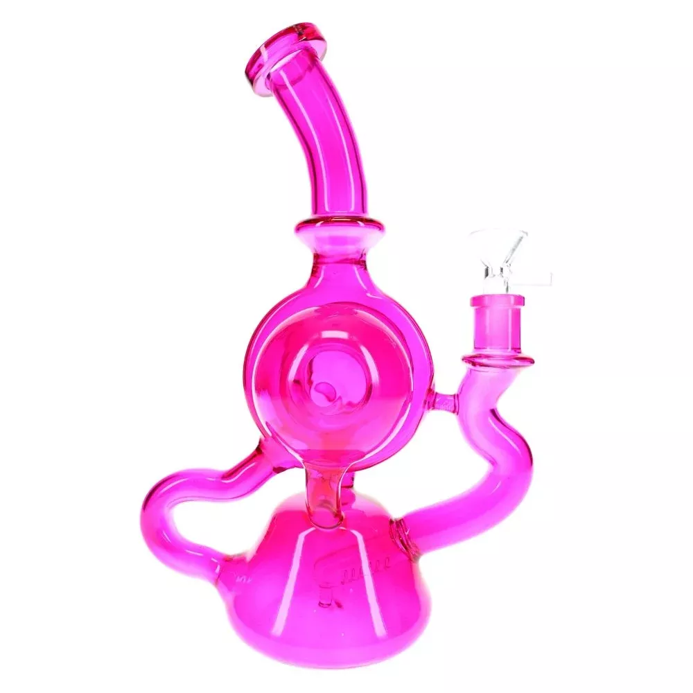 Pink Recycler Bong Blush Loop 10″
