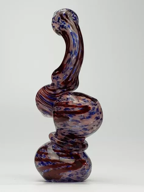 Pink red and blue spotted sherlock bubbler