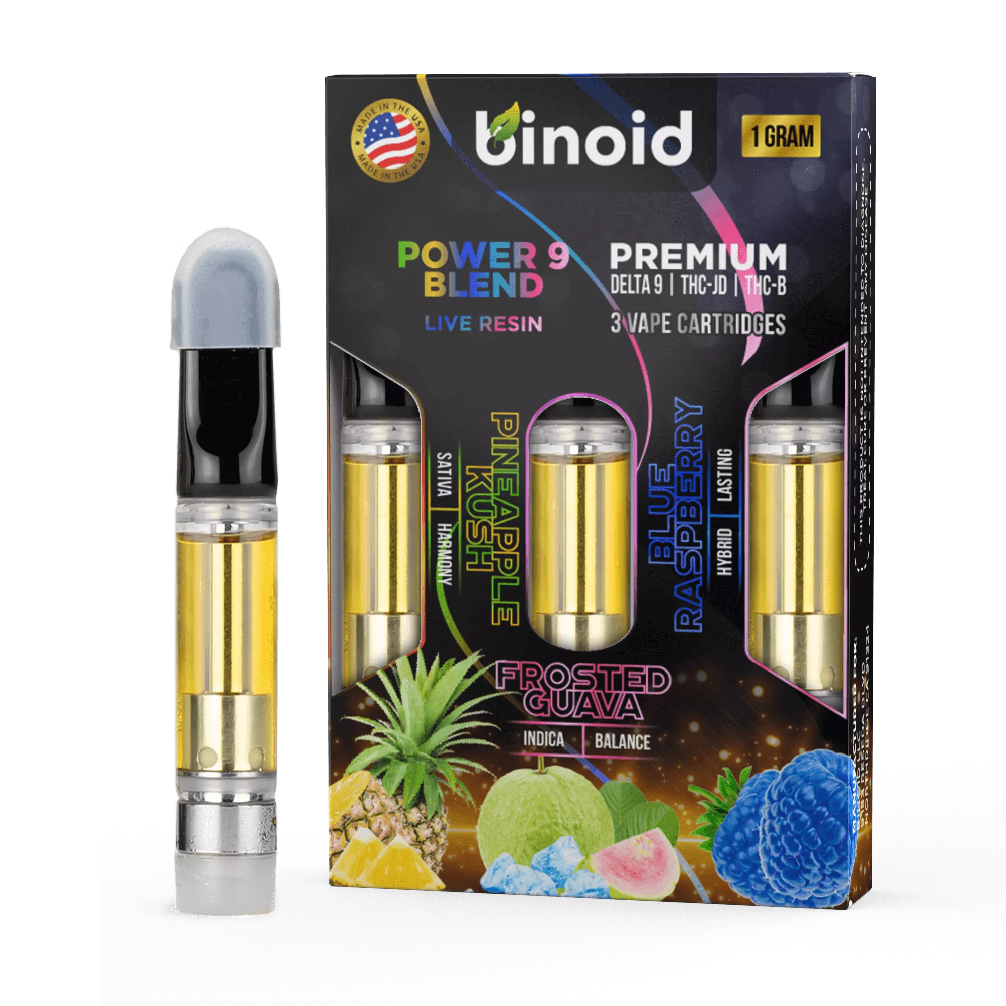 Power 9 Blend Live Resin Vape Cartridges – 3 Pack Combo