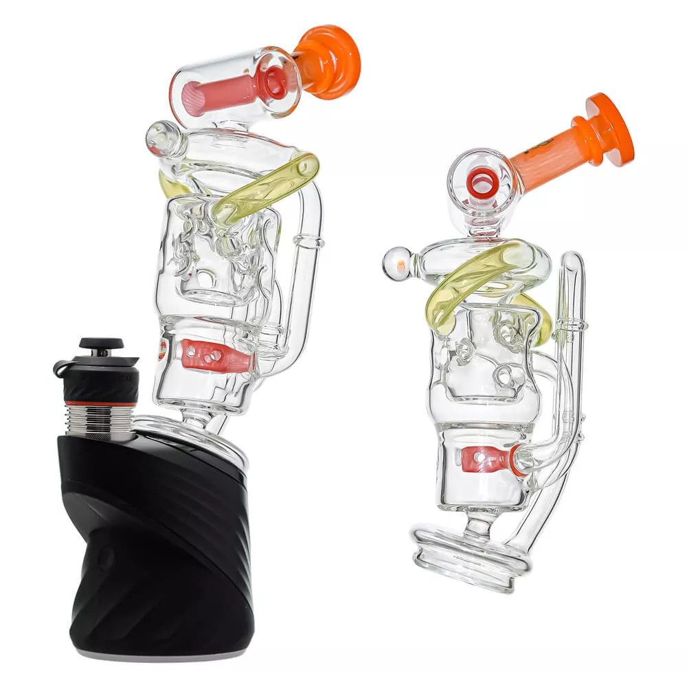 Premium Swiss Straight Fab Recycler Glass Attachment w/ Encased Opal for Puffco Peak OG & Pro | Calibear