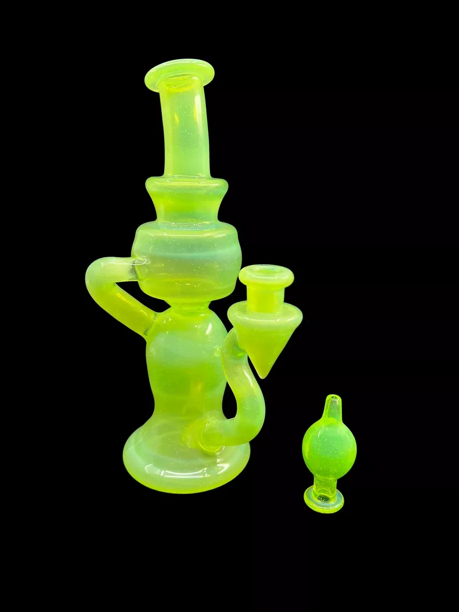 Professor Dank Full-Color Recycler Opal - Lime with Artistic Detail