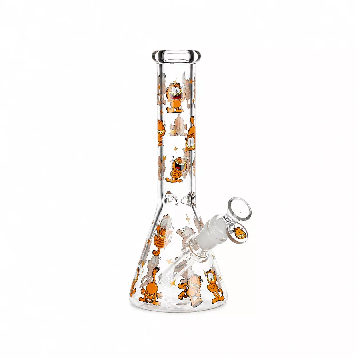 Pulsar 10" Stoned Orange Cat Beaker Glass Bong with Ice Catcher